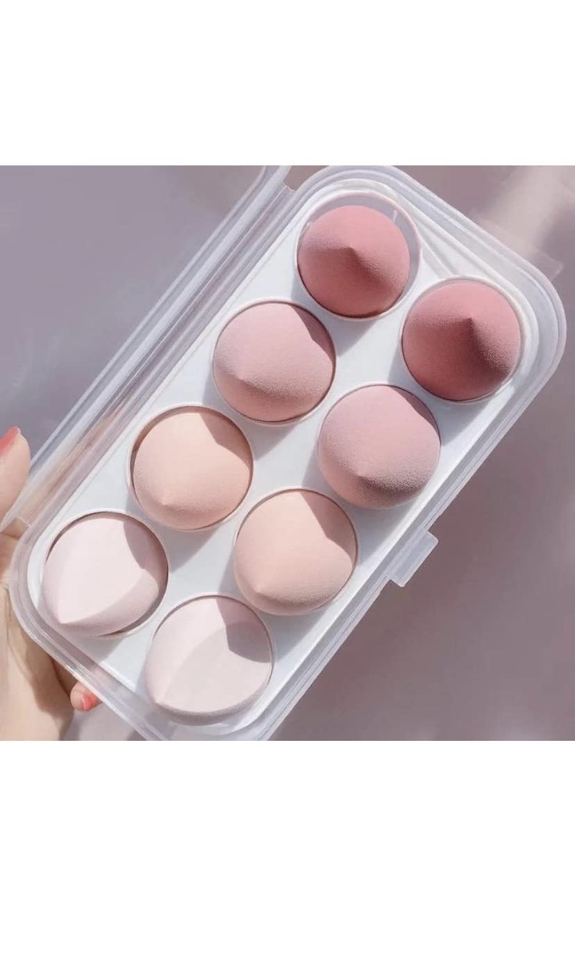 Feelhigh Cosmetics 8-Piece Blender Sponge Set with Storage Box - Soft Makeup Beauty Blending Puff for Foundation, Concealer & Powder Application - Perfect for Daily Makeup, Travel & Professional Use