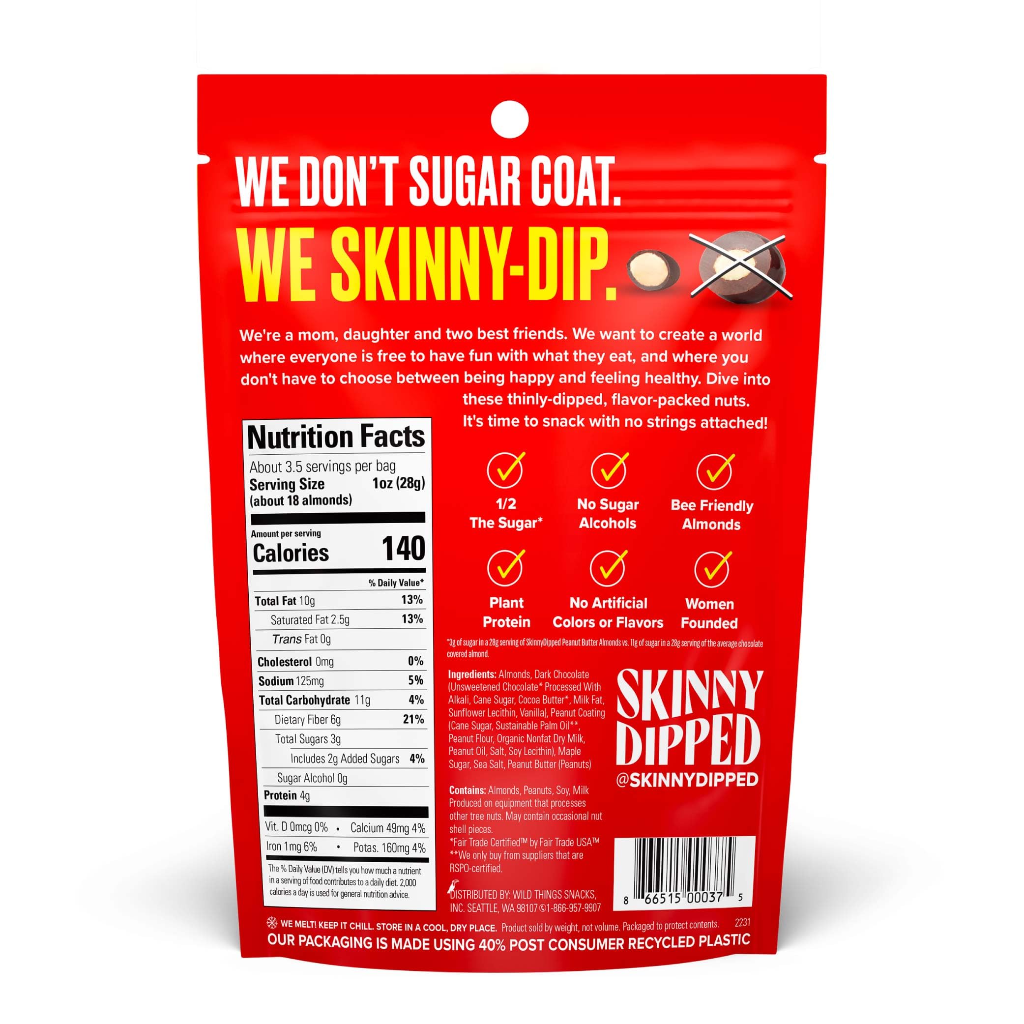 SkinnyDipped Faves Variety Pack - Healthy Snacks with Plant Protein, Gluten Free, Non-GMO, Low Sugar (6 Pack) | Perfect for On-the-Go, Office Snacks & Post-Workout Nutrition