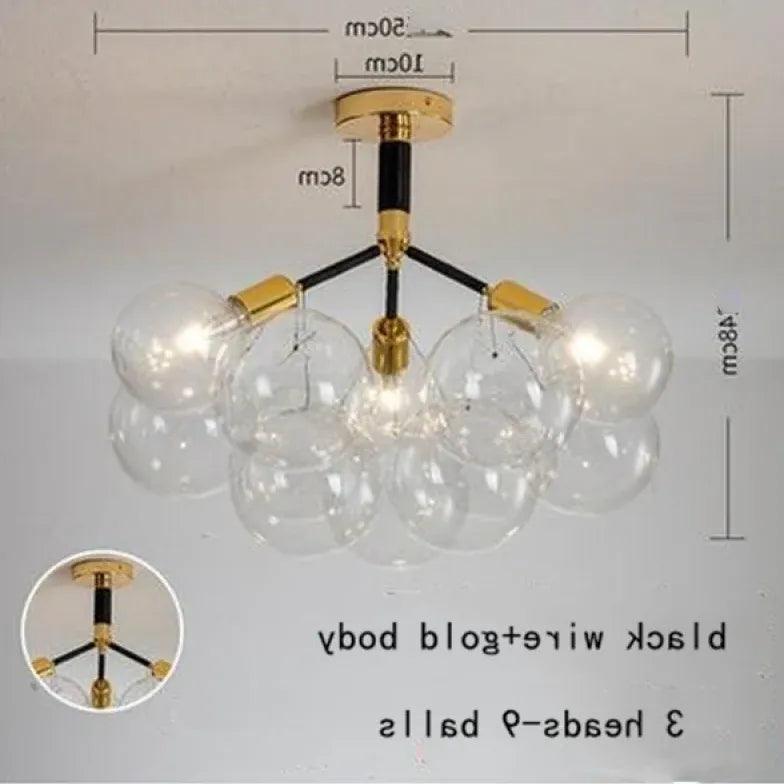 Elegant Transparent Glass Bubble Chandelier - Modern Artistic Lighting Fixture for Dining Room, Living Room & Bedroom Decor