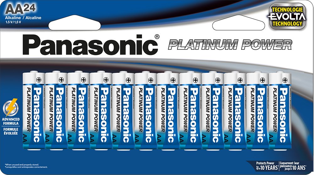 Panasonic Platinum Power AA Alkaline Batteries LR6XE/24B - 24 Pack | Long-Lasting High-Performance Batteries for Toys, Flashlights, Remote Controls & Electronics