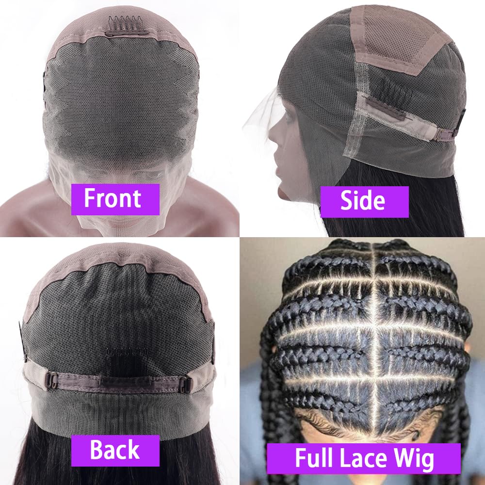 Larhali Full Lace Human Hair Wigs - HD Transparent Lace Handmade Brazilian Virgin Hair Wig with Pre-Plucked Hairline & Bleached Knots - 180% Density Natural Black Straight Hair (18 Inch) - Perfect for Daily Wear, Cosplay & Special Occasions