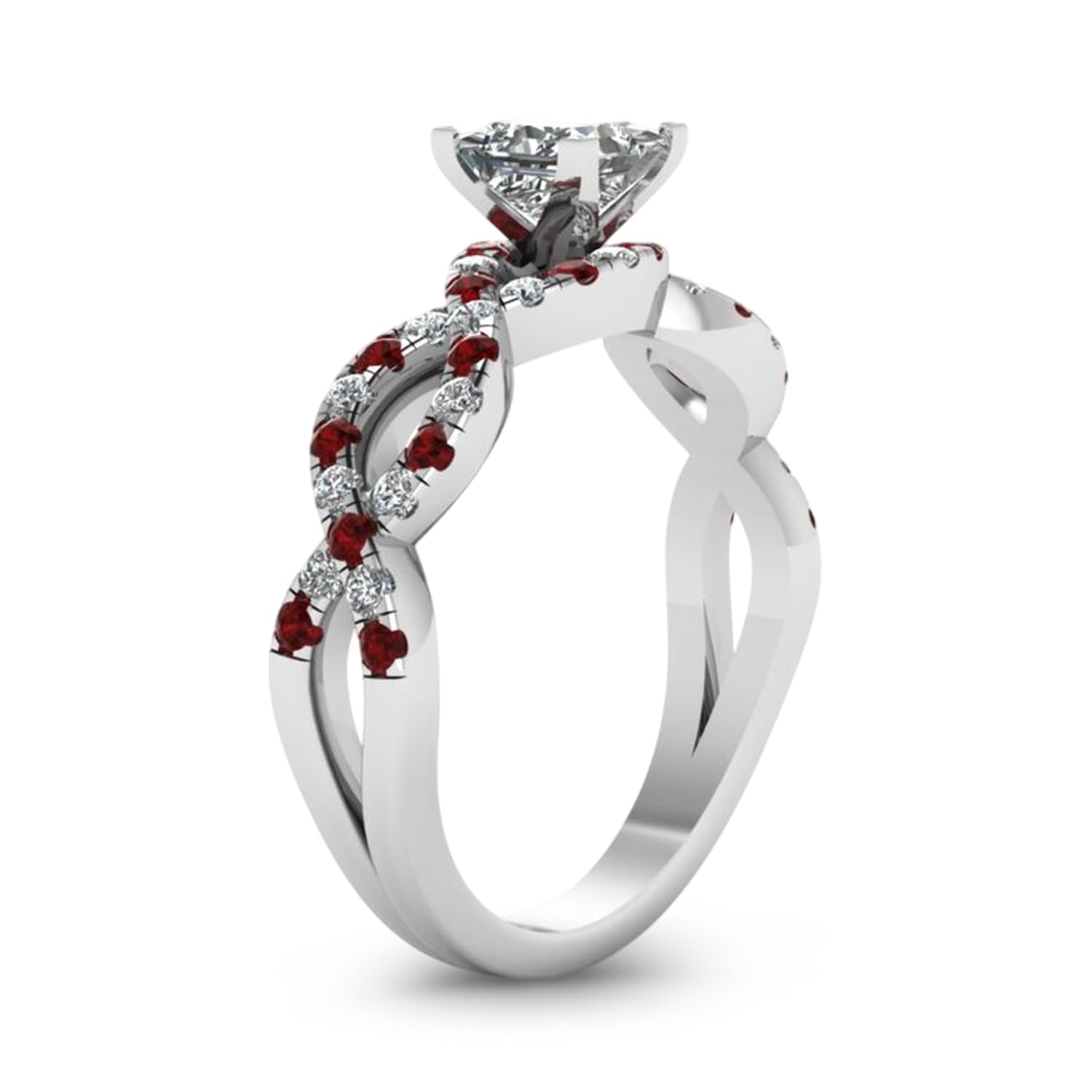 Jeulia 2.5 Carat Princess Cut Wedding Band Ring for Women - 925 Sterling Silver Twisted Eternity Ring with Birthstone - Engagement, Promise & Anniversary Ring - Jewelry Gift Box Included - Perfect for Proposals, Weddings & Special Occasions