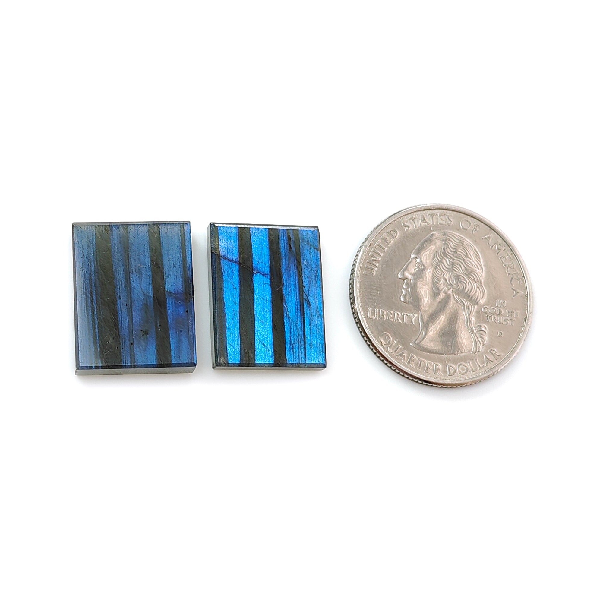 Natural Blue Labradorite Gemstone Flat Slices - Rainbow Flashing Untreated Baguette & Oval Pair for Jewelry Making (Necklace, Earrings, Bracelet Designs) - Healing Crystal for Meditation & Energy Work