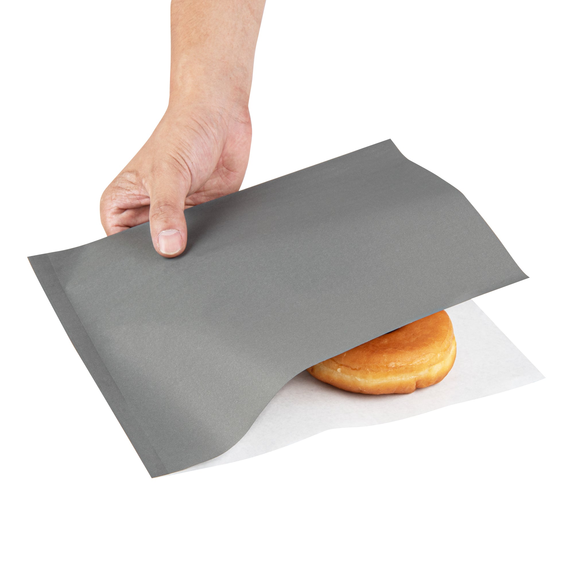 Large Gray Greaseproof Paper Bags - Double Open Design (10x9 Inches) - 100 Count Box for Food Storage, Takeout & Picnic Use
