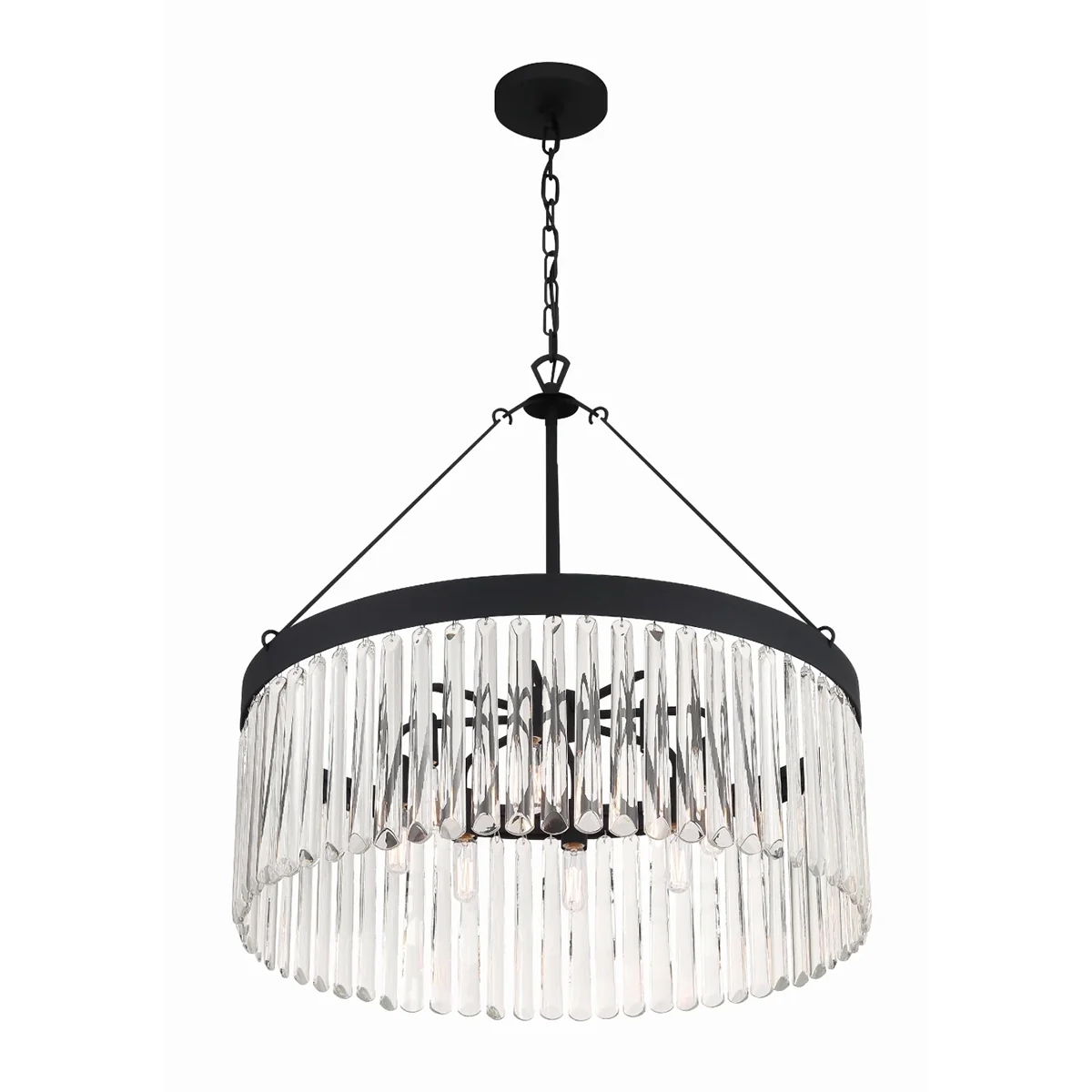 Emilie Crystal Waterfall Round Chandelier - Elegant Ceiling Light Fixture for Dining Room, Bedroom & Living Room Decor