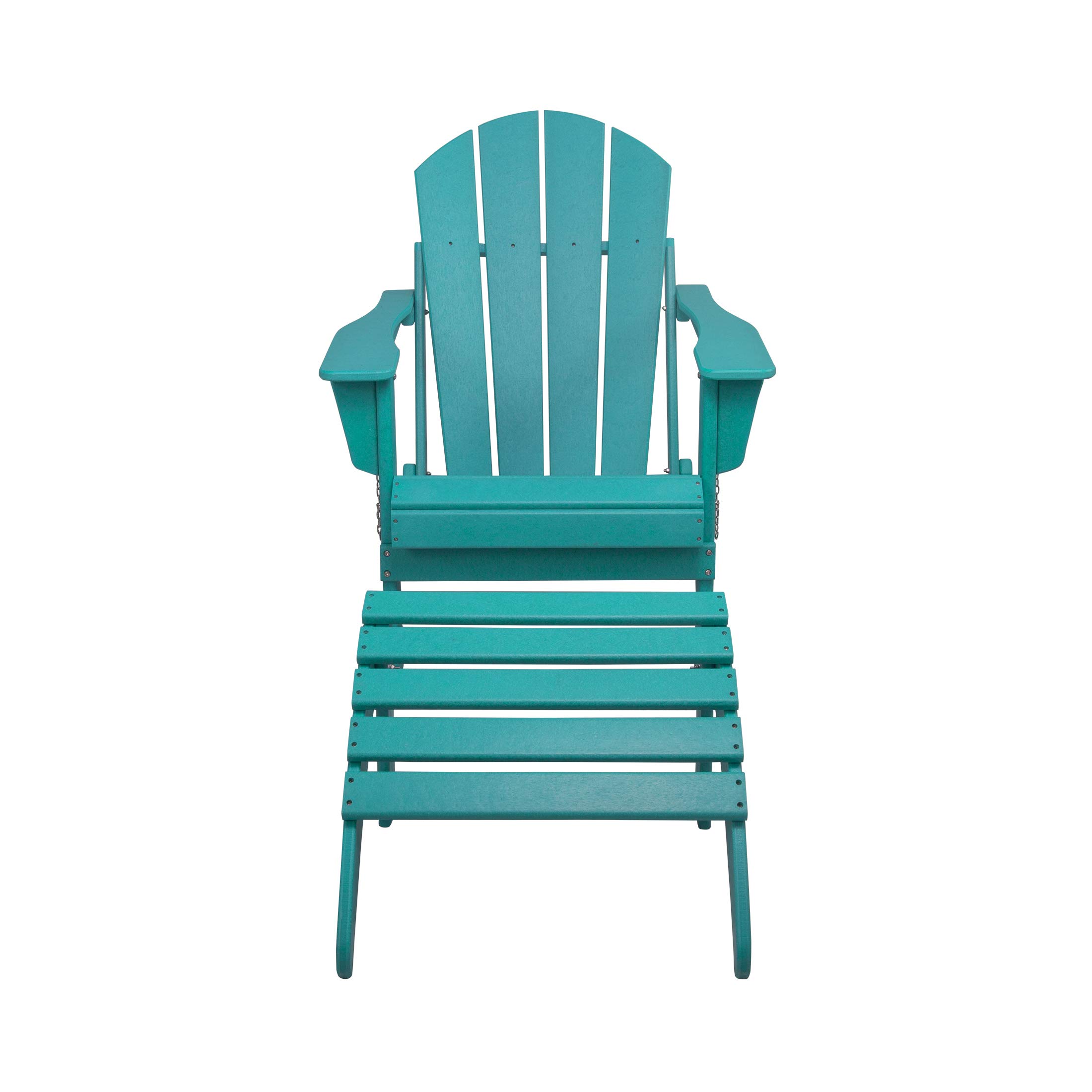 WestinTrends Malibu 2-Piece Outdoor Lounge Chair Set with Ottoman - All-Weather Poly Lumber Adirondack Folding Chairs for Patio, Poolside, Garden, Backyard & Beach - Turquoise - Perfect for Relaxing in Sun or Shade
