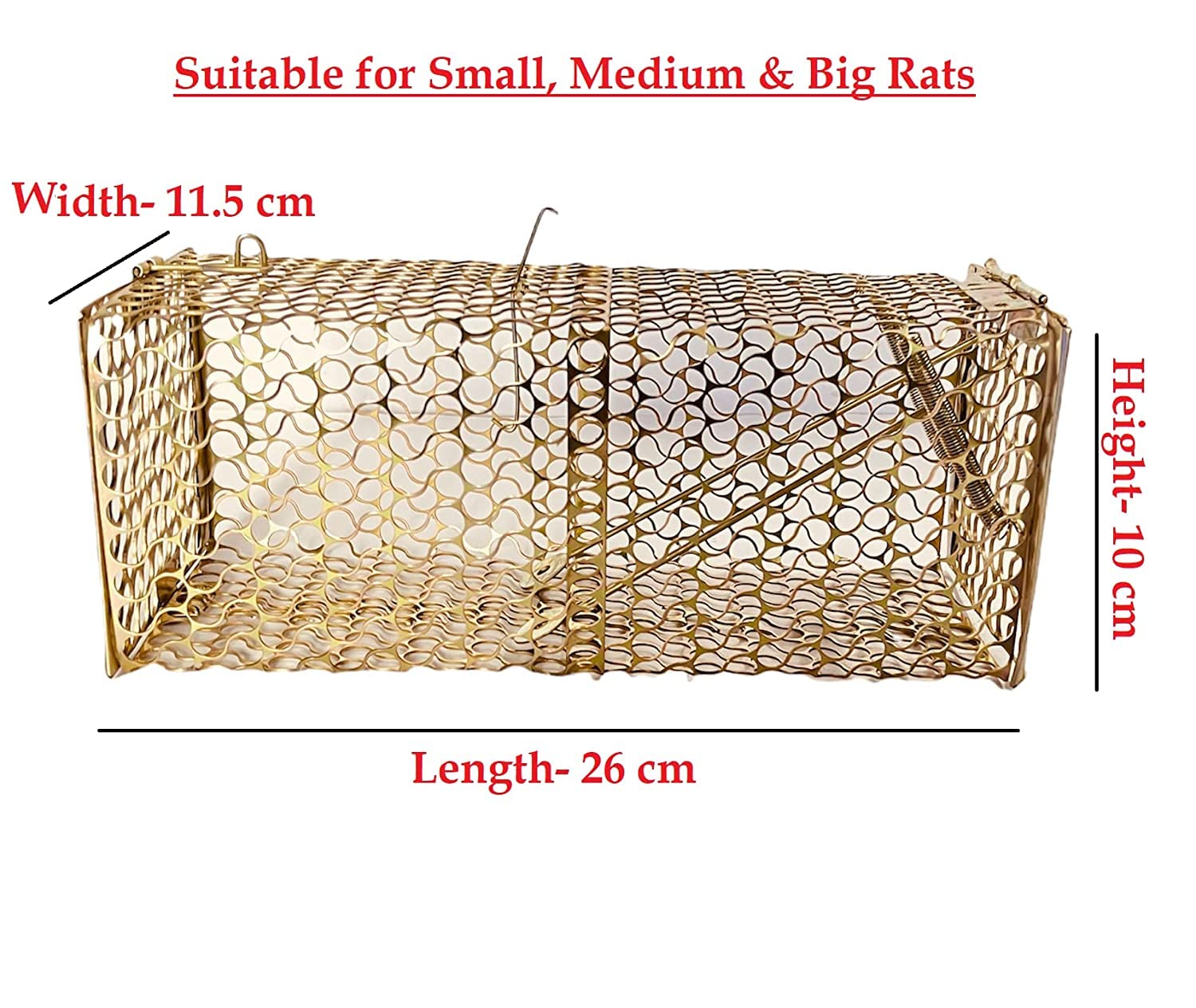 Krisah® Humane Rat Trap Cage - Large 26x10x11.5cm - Rustic Copper Metal Live Animal Trap for Mice, Rodents - Safe Indoor/Outdoor Use for Home, Garage, Garden Pest Control