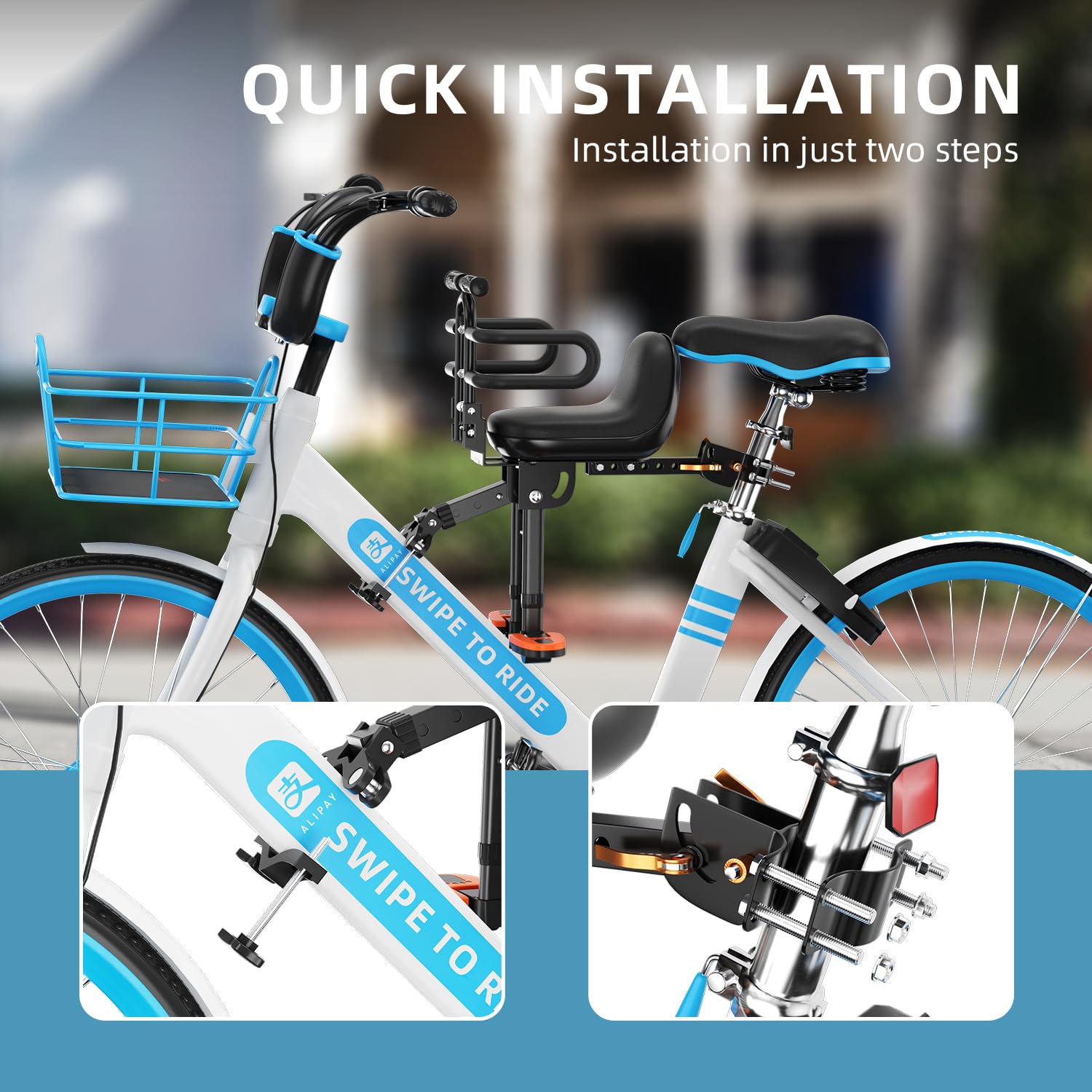 Best Child Bike Seat for Kids 1-5 Years Old - Adjustable Safety Guardrail, High Comfort Cushion & Backrest - Durable Mountain Bike Child Carrier for Outdoor Family Rides, Commuting & Cycling Adventures