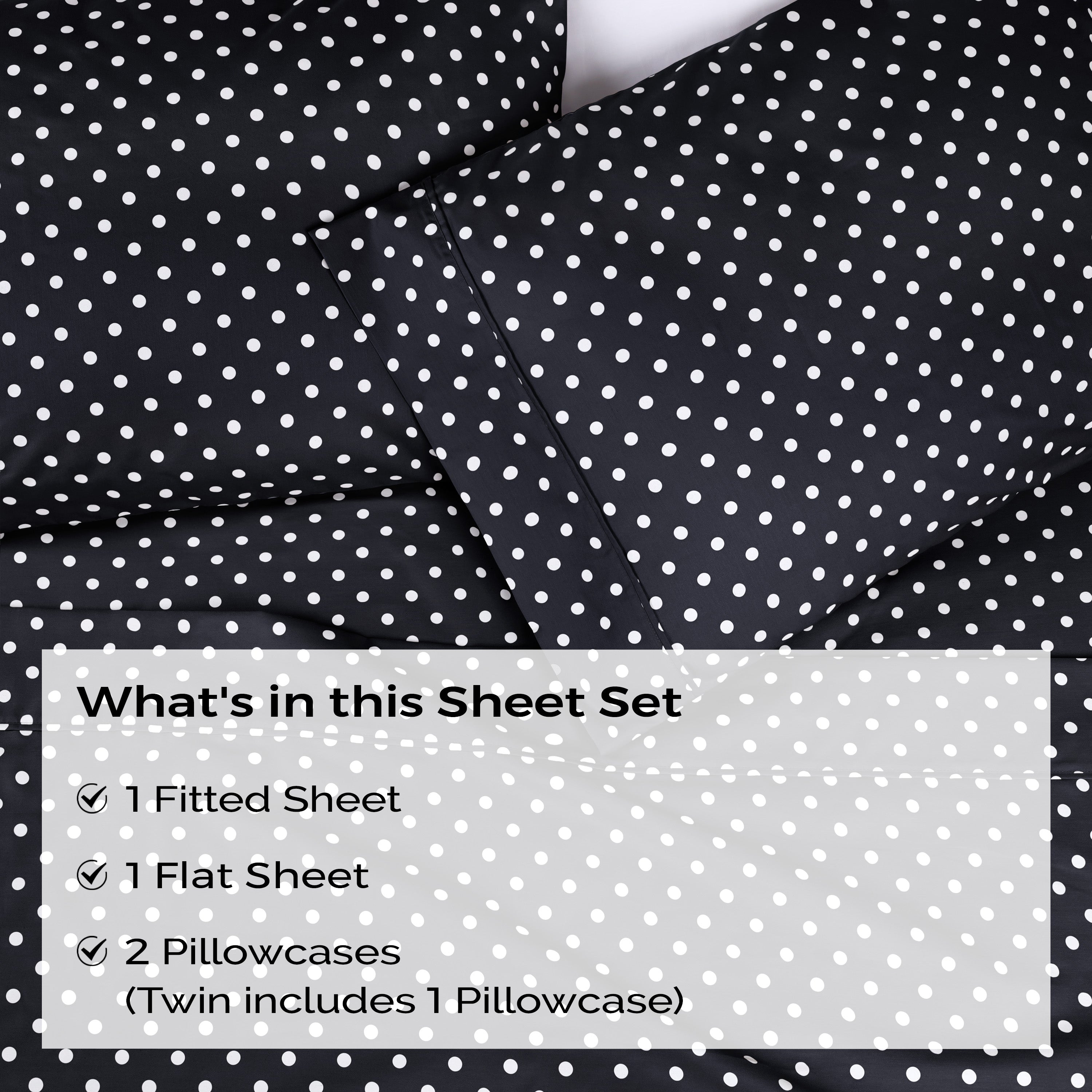 Polka Dot 600 Thread Count Cotton Blend Deep Pocket Sheet Set - Queen Size Bedding for Comfortable Sleep & Home Decor