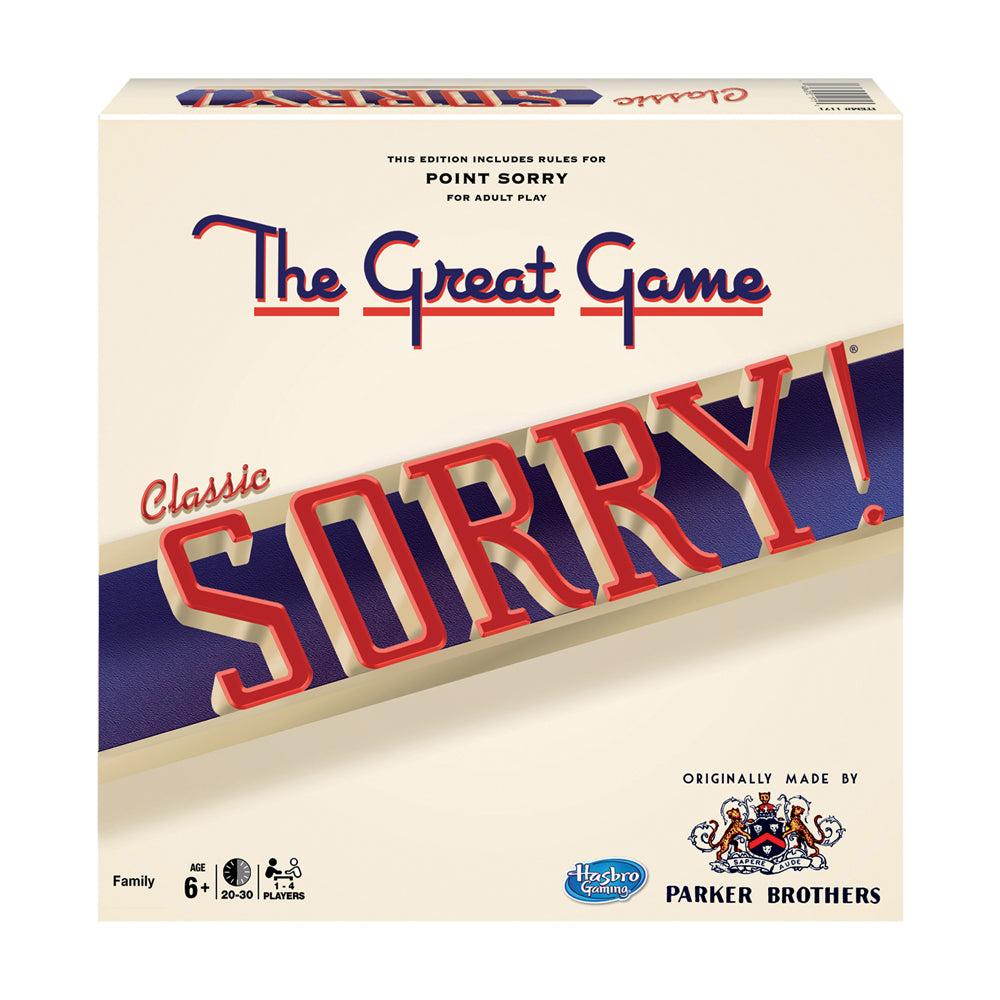 Classic Sorry Board Game with Original Artwork - Fun Family Strategy Game for Kids & Adults - Perfect for Game Nights, Parties & Indoor Activities