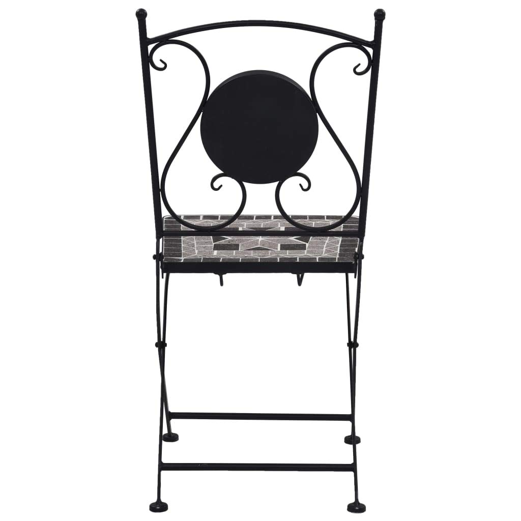 2-Pack Gray Mosaic Bistro Chairs - Metal Folding Outdoor Patio Furniture for Garden, Balcony & Backyard | Weather-Resistant Dining Seating for Restaurants, Cafes & Home Decor