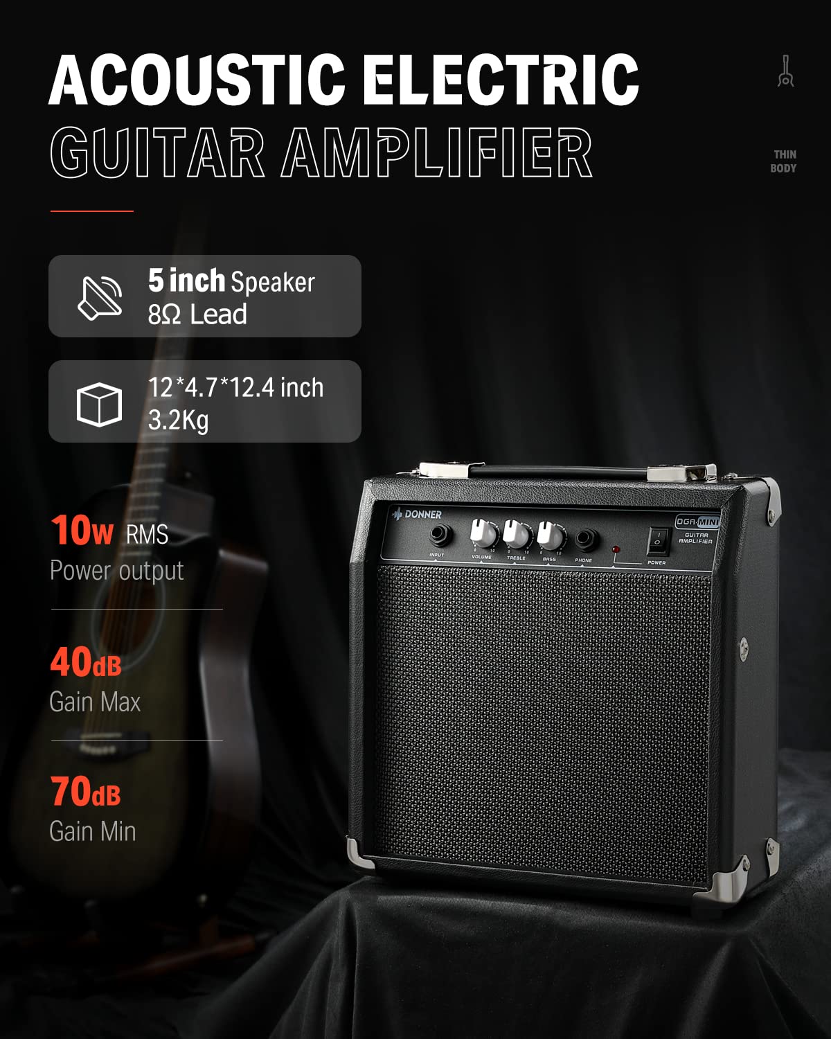 Donner 41-Inch Acoustic Electric Guitar Kit for Beginners & Intermediate Players - Includes Amplifier, Capo, Picks, Tuner, Strings & Strap - Perfect for Home Practice, Live Performances & Music Lessons