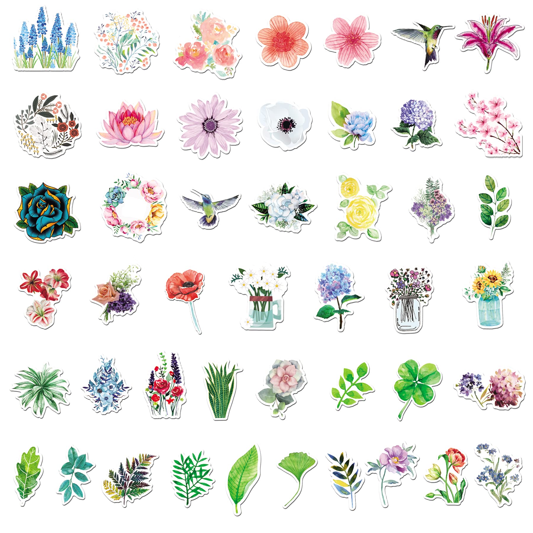 200PCS Waterproof Flower Stickers Pack - Vinyl Decals for Hydro Flask, Laptop, Phone Case - Perfect for DIY Crafts, Scrapbooking & Personalizing Water Bottles