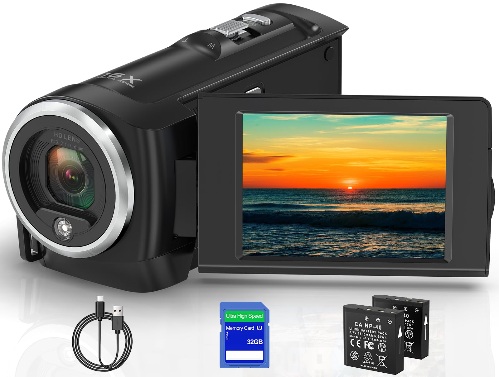 QHD 2.7K 50MP Digital Camcorder with 16X Zoom - 2.8
