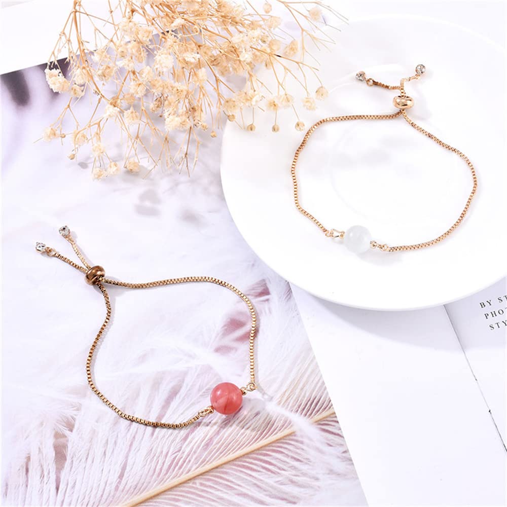 JILIYUPA Natural Carnelian Stone Adjustable Bracelet for Women & Girls - Gold Crystal Beaded Jewelry Gift for Mom, Girlfriend, Wife | Boho Chic, Healing, Meditation & Everyday Wear