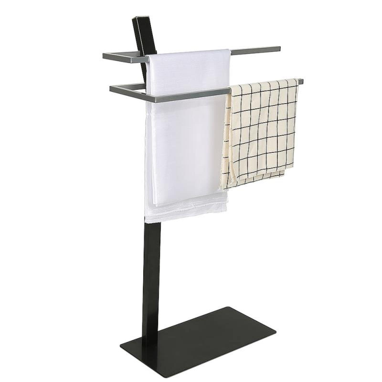 Stainless Steel Vertical Towel Rack - Double Rod Bathroom Storage Hanger for Bathtub & Kitchen Organization | Space-Saving Bathroom Decor & Kitchen Tool Organizer