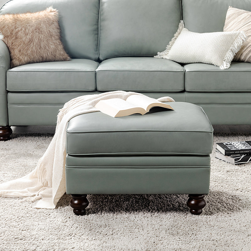 Basilio Modern Genuine Leather Storage Ottoman Bench - Living Room Footrest, Coffee Table & Extra Seating - Perfect for Home, Office & Bedroom