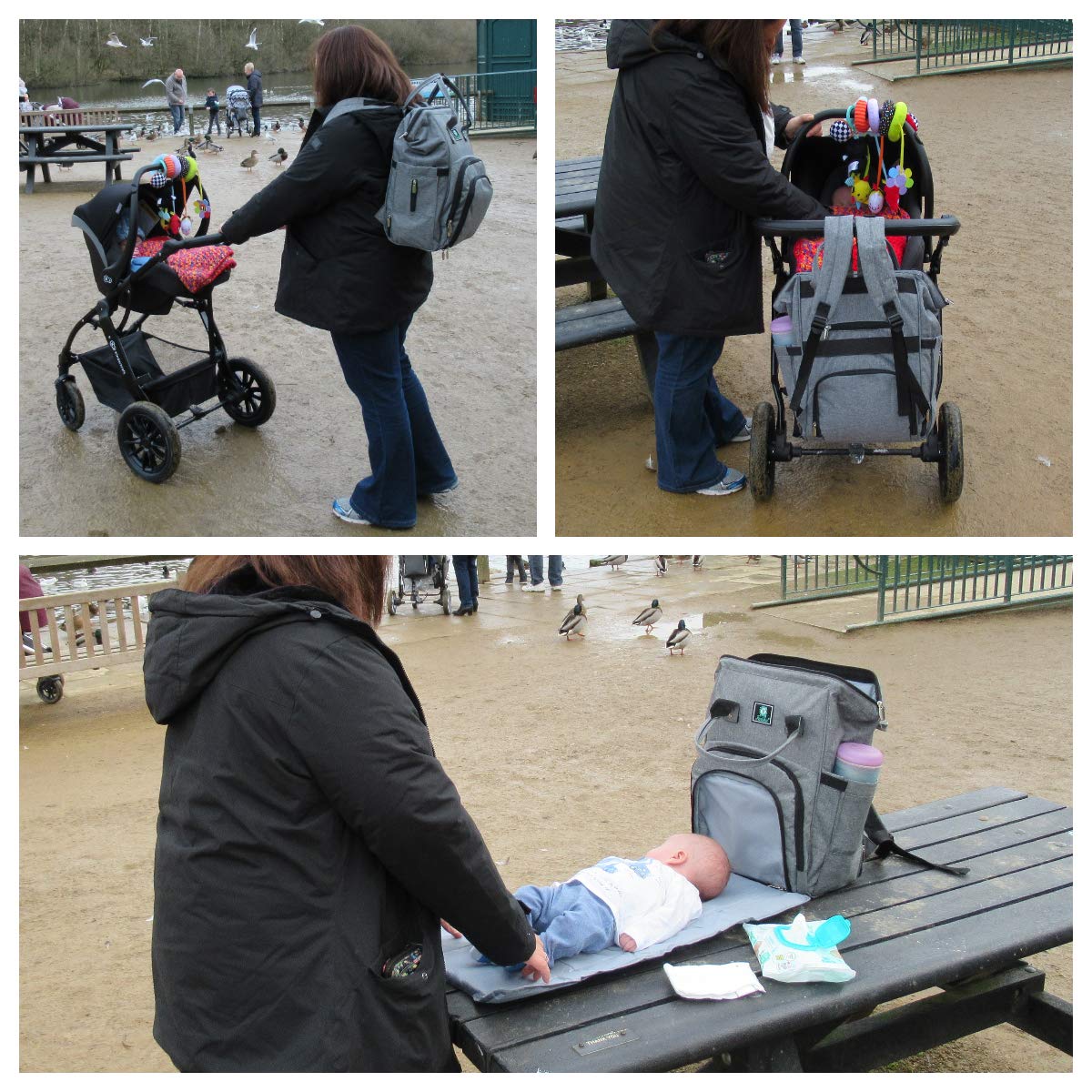 **Baby Diaper Bag Backpack with Changing Pad - Waterproof Travel Diaper Bag for Parents, Pacifier Holder & Organizer - Perfect for Newborn Essentials, Camping, Baby Shower Gifts & On-the-Go Parents**