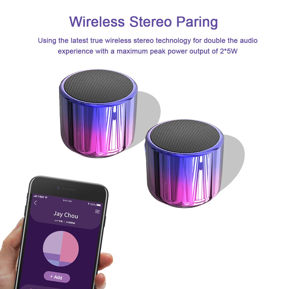 Premium TWS Wireless Bluetooth Speakers - Portable Mini Speaker with Big Sound, Stereo Pairing, Metal Enclosure & Nylon Lanyard for Echo Dot, iPhone, Android, iPad, Laptop - Perfect for Home, Office, Travel & Outdoor Adventures