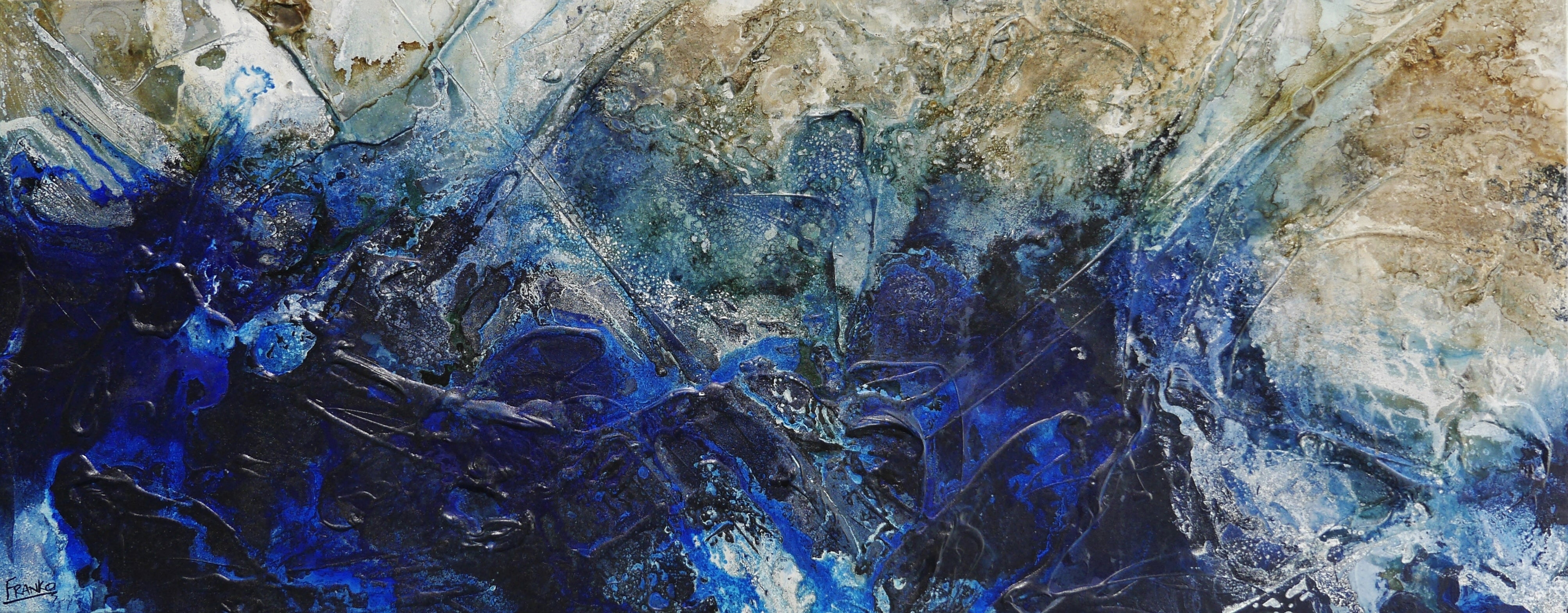 Blue Genesis 200cm x 80cm Rustic Textured Abstract Canvas Wall Art - Perfect for Living Room, Bedroom & Office Decor