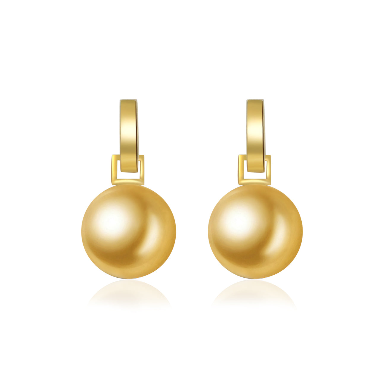 18K Solid Gold South Sea Golden Pearl Earrings KE00076 - Luxury Pearl Jewelry for Women, Elegant Gift for Wedding, Anniversary & Special Occasions