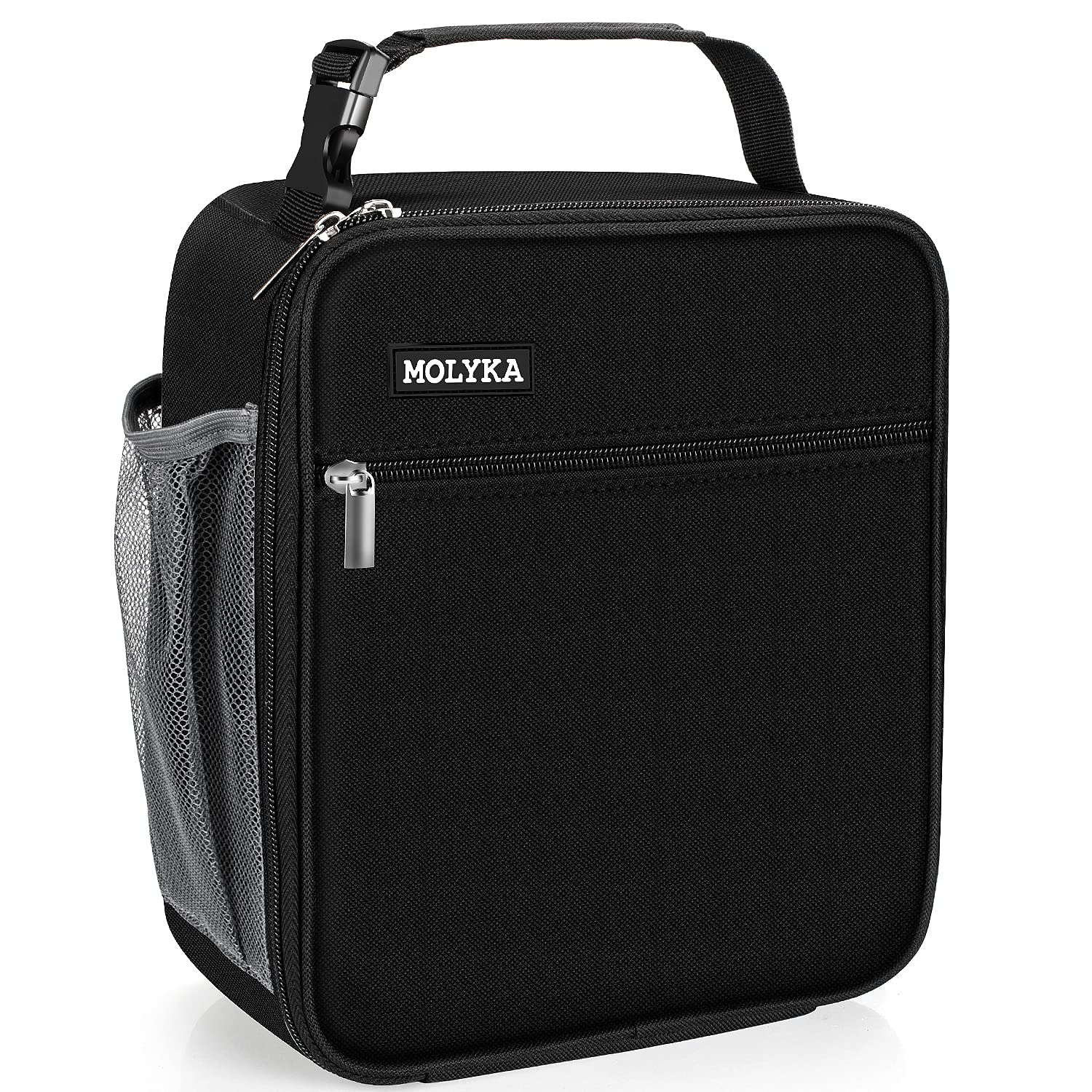 **MOLYKA Insulated Lunch Bag for Adults - Reusable & Durable Thermal Lunch Box Tote for Men & Women (Black) - Perfect for Work, School, Picnics & Outdoor Activities**