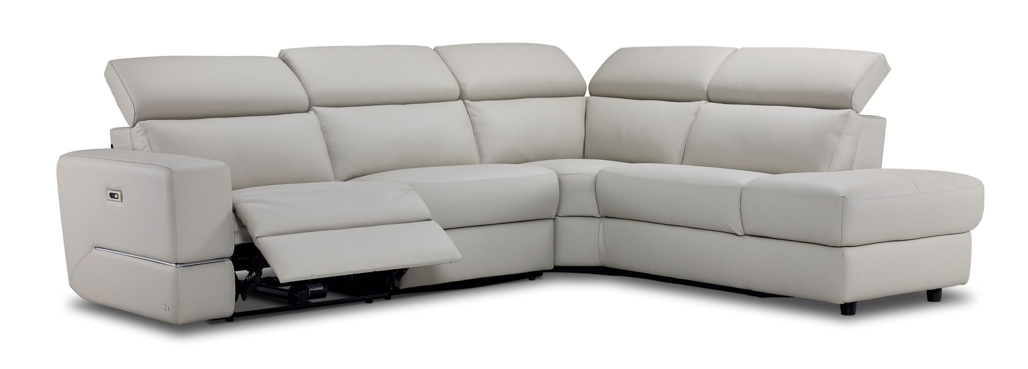 Bianca 3-Piece Power Reclining Sectional Sofa with Right Facing Chaise in Light Gray – Modern Living Room Furniture for Relaxation & Entertainment