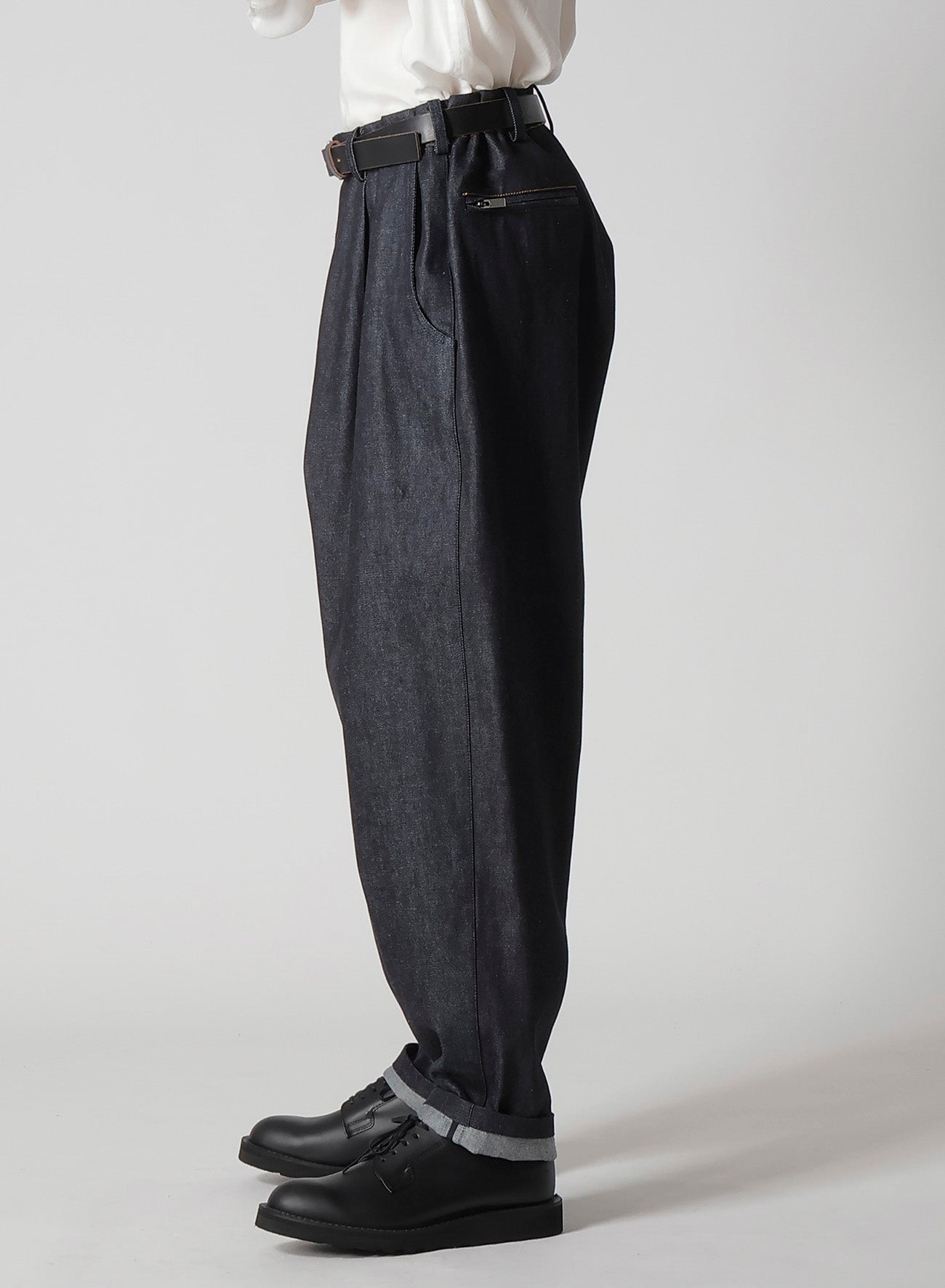 13oz Uneven Yarn Denim Pants with Color Block Side Zip - Stylish Casual Wear for Men & Women | Perfect for Streetwear & Everyday Outfits