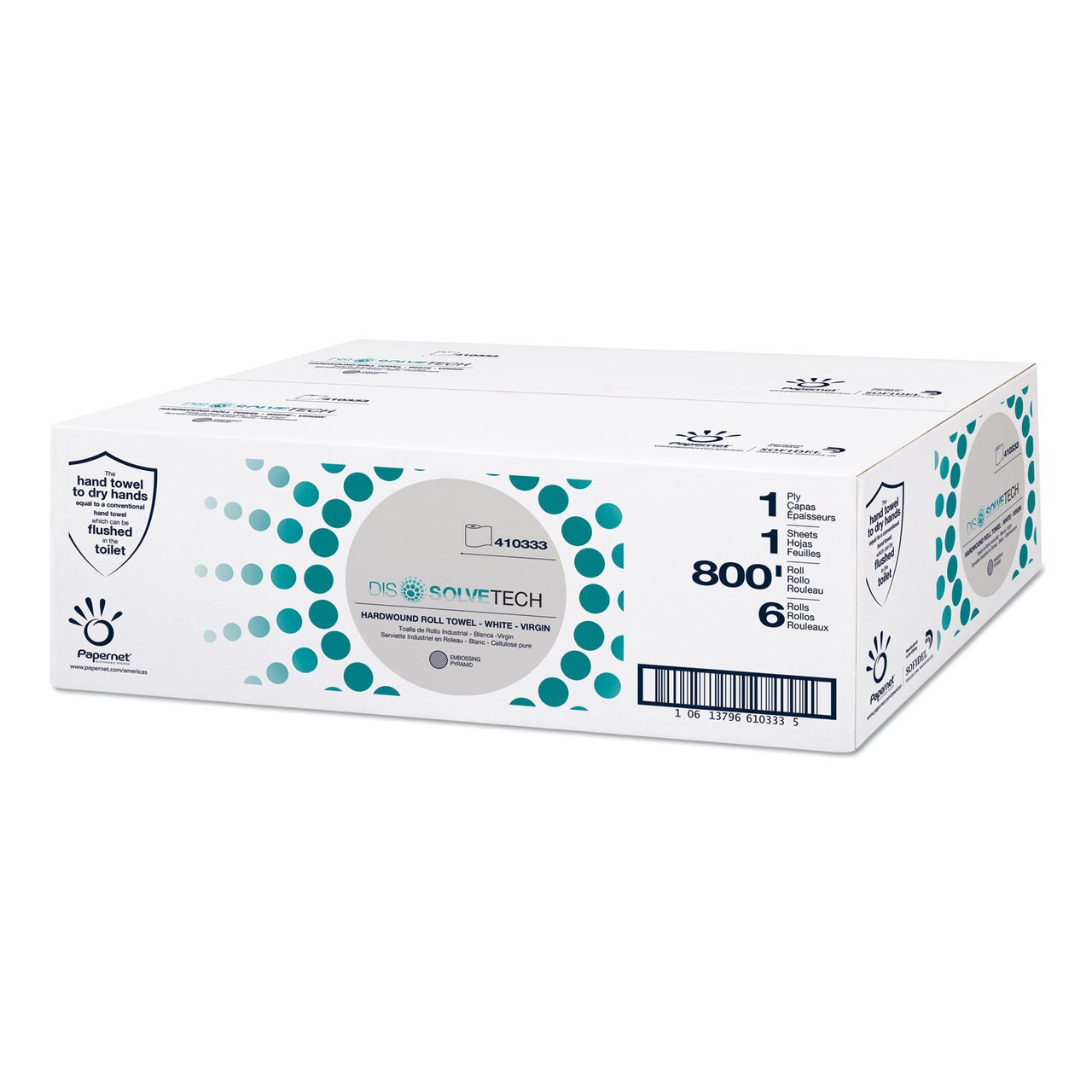 DissolveTech Roll Towel Heavenly 410333 (6/Box) | Premium Disposable Paper Towels for Kitchen, Bathroom & Office Cleaning | Eco-Friendly & Absorbent