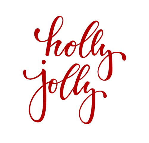 Christmas Iron On Decal - Holly Jolly Vinyl Transfer for Fabric & DIY Crafts | Holiday Iron On Patch for T-Shirts, Bags & Home Decor | Xmas Decoration (Red)