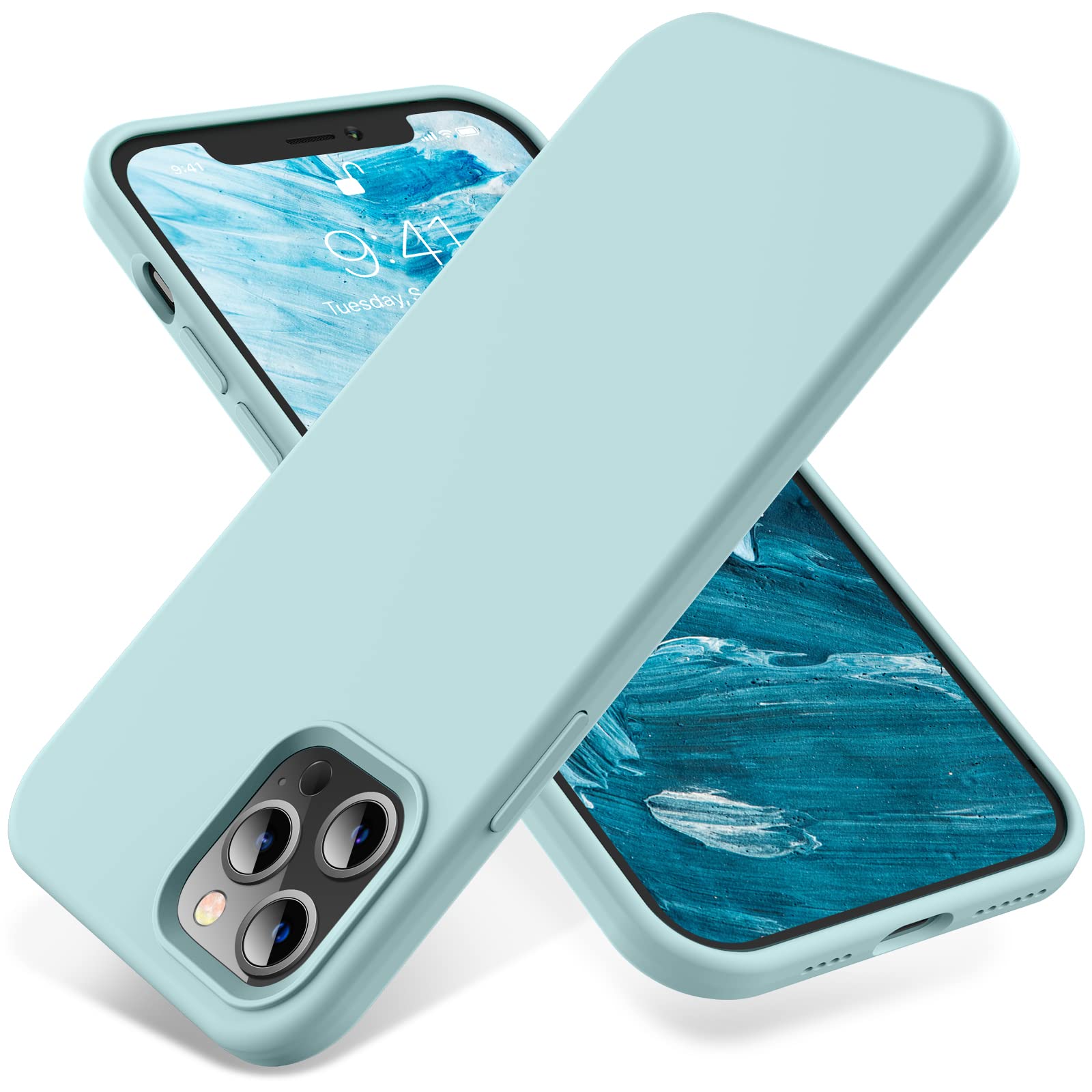 OTOFLY Premium Soft Liquid Silicone Case for iPhone 12 Pro Max (6.7 inch 2020) - Full Body Protection, Silky Smooth Touch, Shockproof Bumper Cover (Mint Cream) - Perfect for Daily Use, Work & Travel