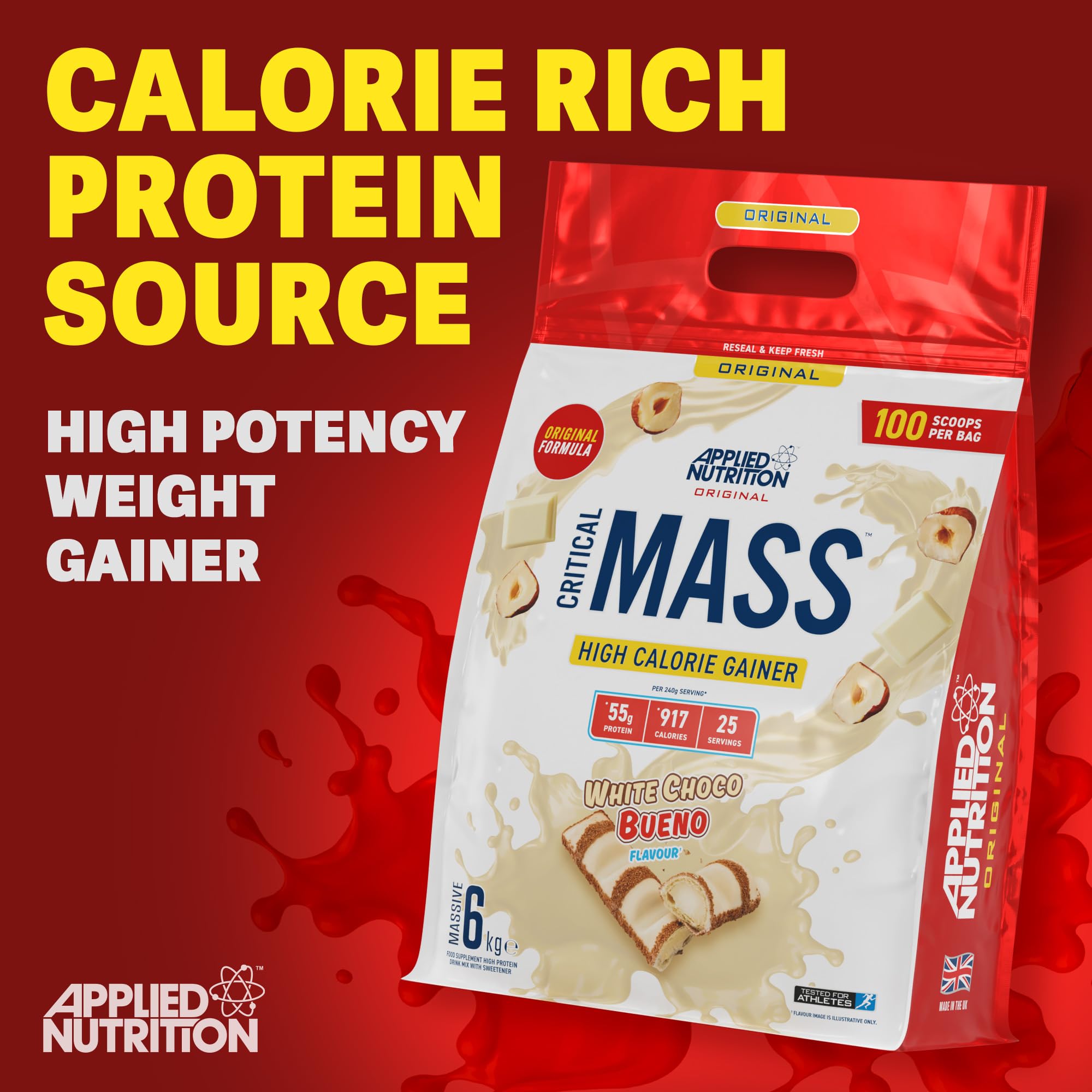 Applied Nutrition Critical Mass ORIGINAL Weight Gainer - 6kg for Muscle Building & Bodybuilding | Perfect for Post-Workout Recovery & Bulking Phases