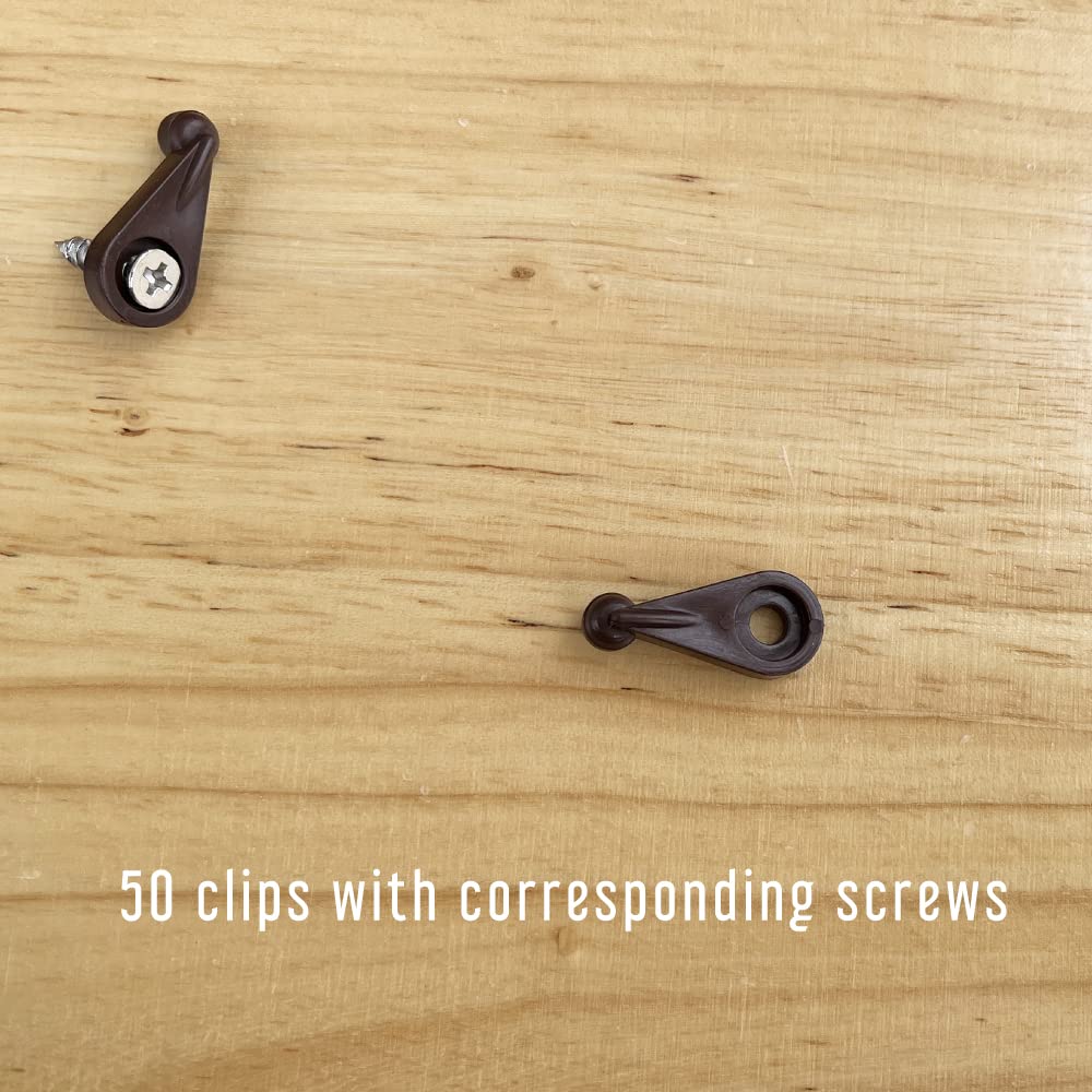 50 Sets Brown Glass Retainer Clips - 4mm Offset Cabinet Door Glass Fasteners with Screws for Secure Glass Panel Installation in Cabinets, Shelves & Furniture