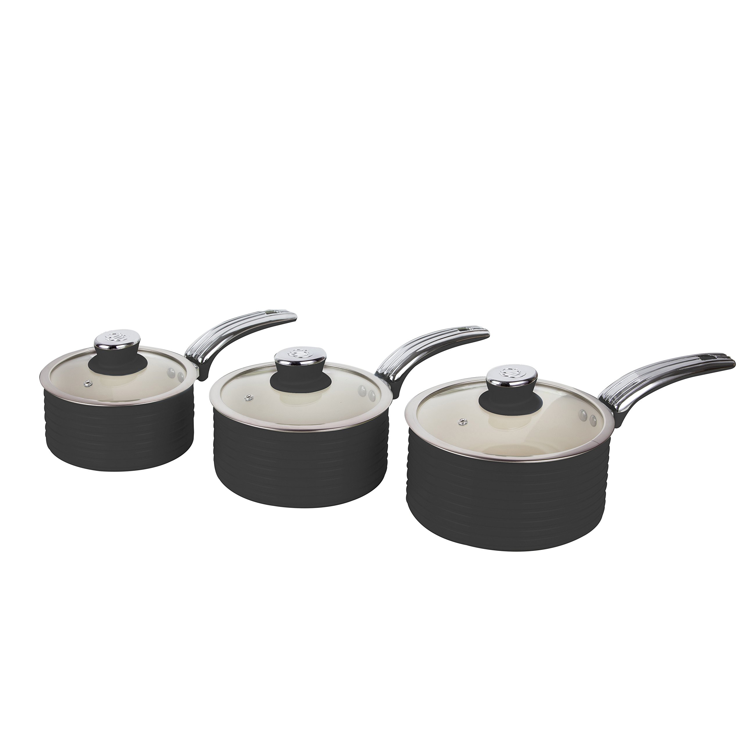 Swan Retro 5-Piece Nonstick Cookware Set - 29.5x47x18cm Black Frying Pans for Kitchen - Perfect for Sauteing, Frying & Serving Dishes