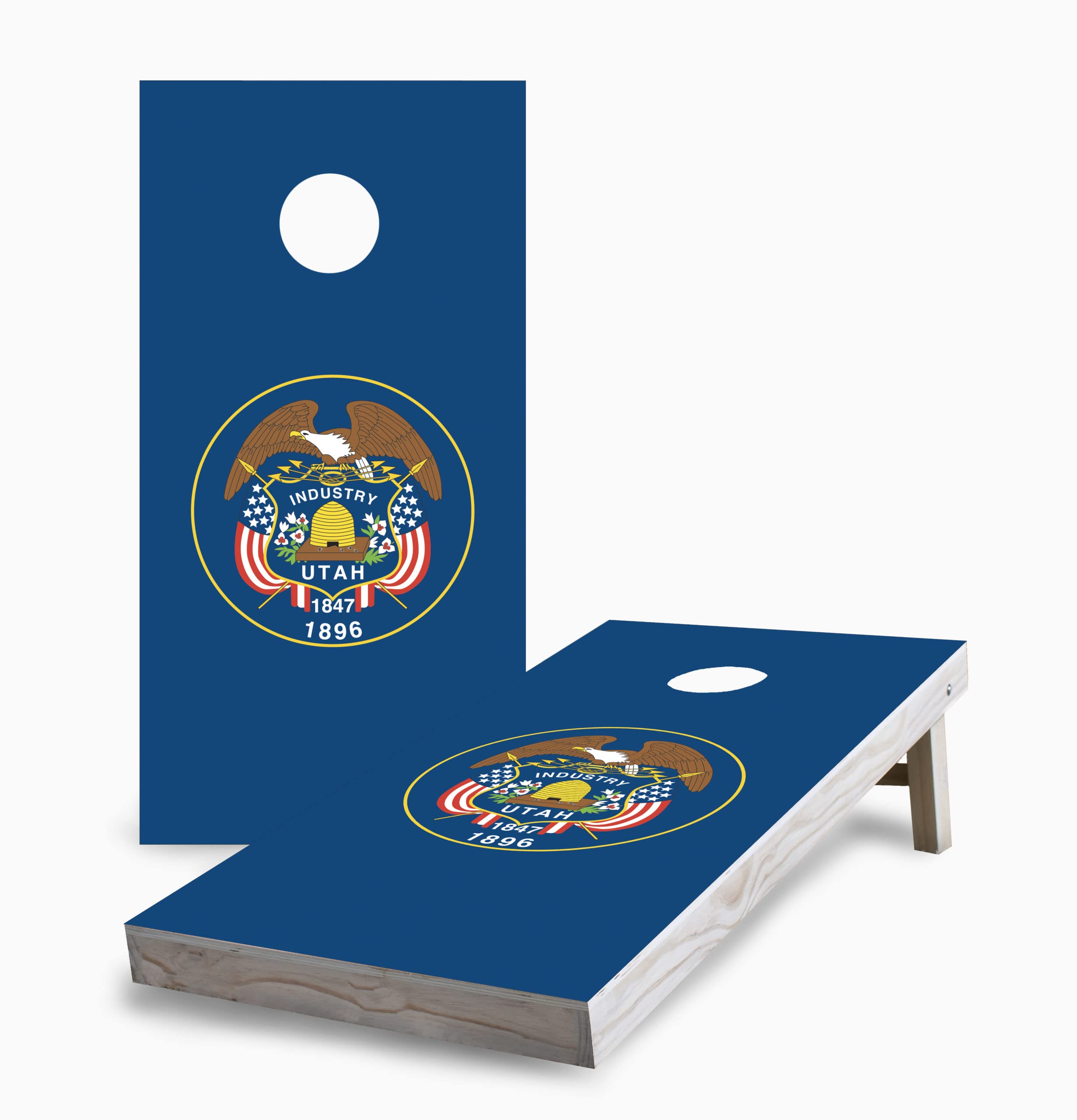 Skip's Garage Utah State Flag Corn Hole Board Set - 2 Boards & 8 Bags Included - Perfect for Backyard Parties, Tailgating, and Outdoor Games - Free Shipping Available