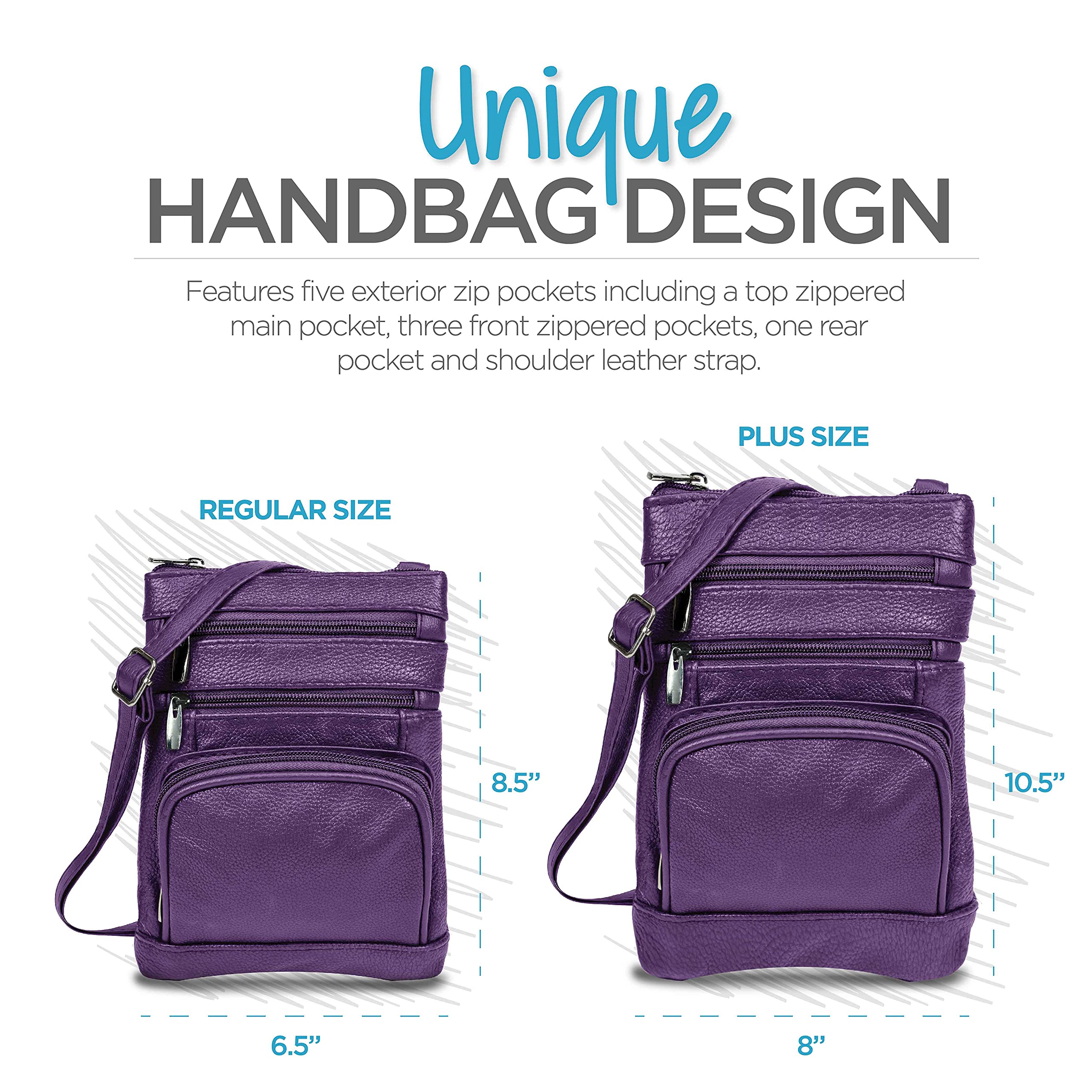 Krediz Genuine Leather Crossbody Bags for Women - Adjustable Strap Multi-Pocket Shoulder Purse, Soft & Durable Handbag for Daily Use, Travel, Shopping & Work