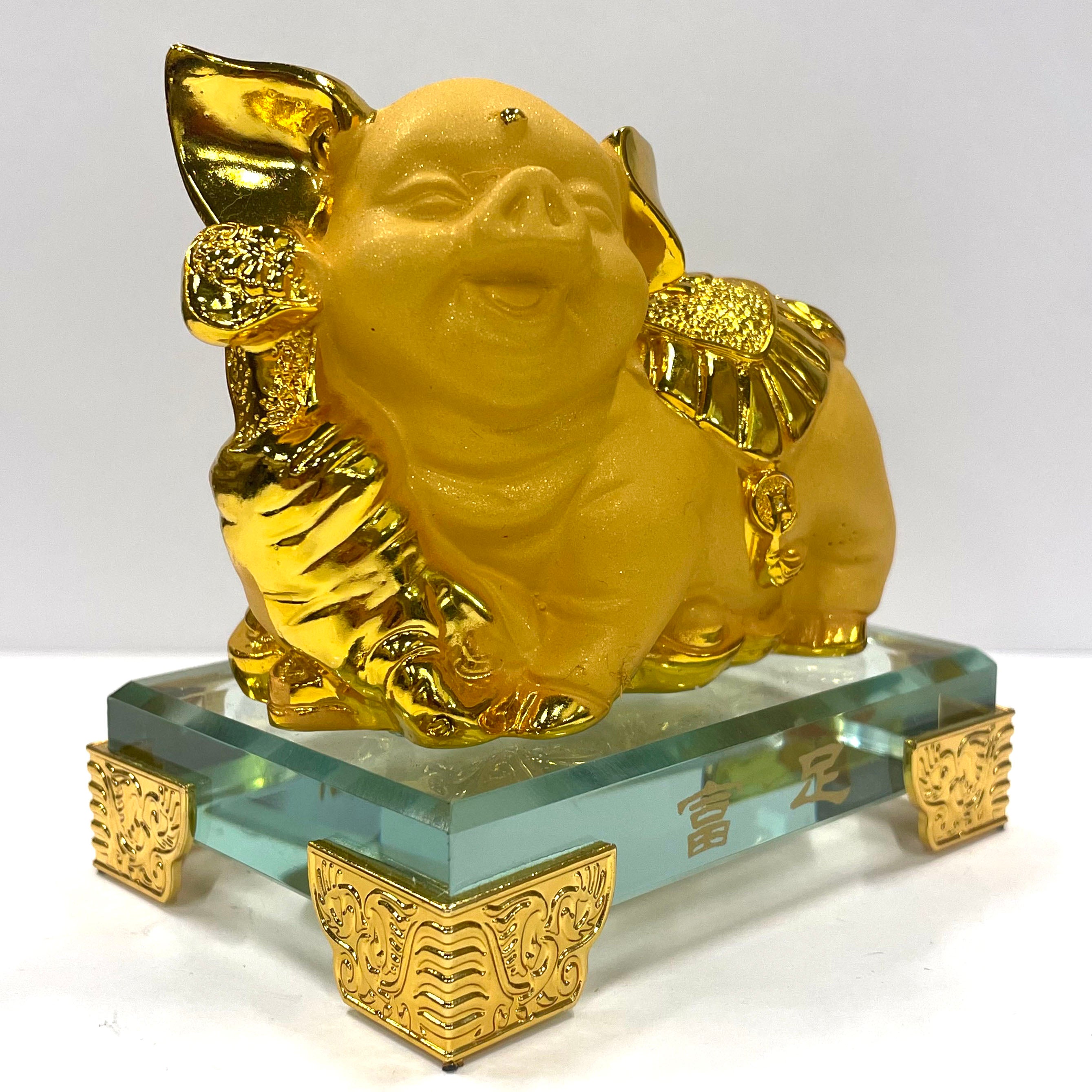 Chinese New Year Zodiac Glass Figurine - Lucky Pig Statue for Home Decor & Collectible Gift | Perfect for Lunar New Year Celebrations, Office Desk Display & Feng Shui Decorations