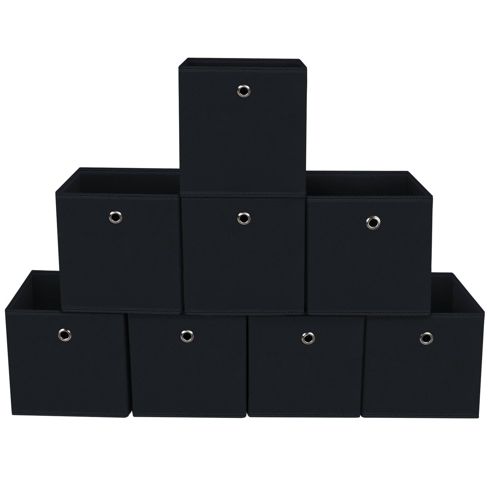 STOREONE 11 Inch Collapsible Fabric Storage Bins with Handles - Set of 8 Black Closet Organizers for Clothes, Bedroom, Drawer & Shelf Storage | Perfect for Home Organization, Laundry Room & Kids Toy Storage