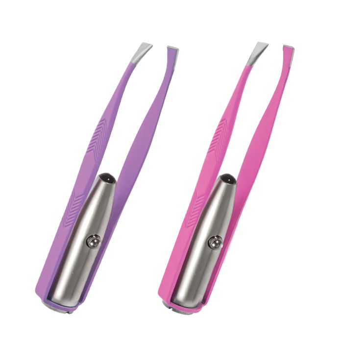 Bright LED Lighted Tweezers for Precision Work - Perfect for Eyebrow Shaping, Splinter Removal & DIY Crafts (Set of 2)