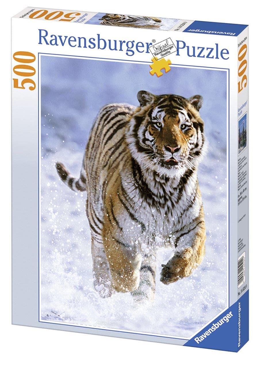Ravensburger 500-Piece Adult Jigsaw Puzzle - Tiger in the Snow (14475) - Challenging Winter Wildlife Puzzle for Home Decor & Relaxation
