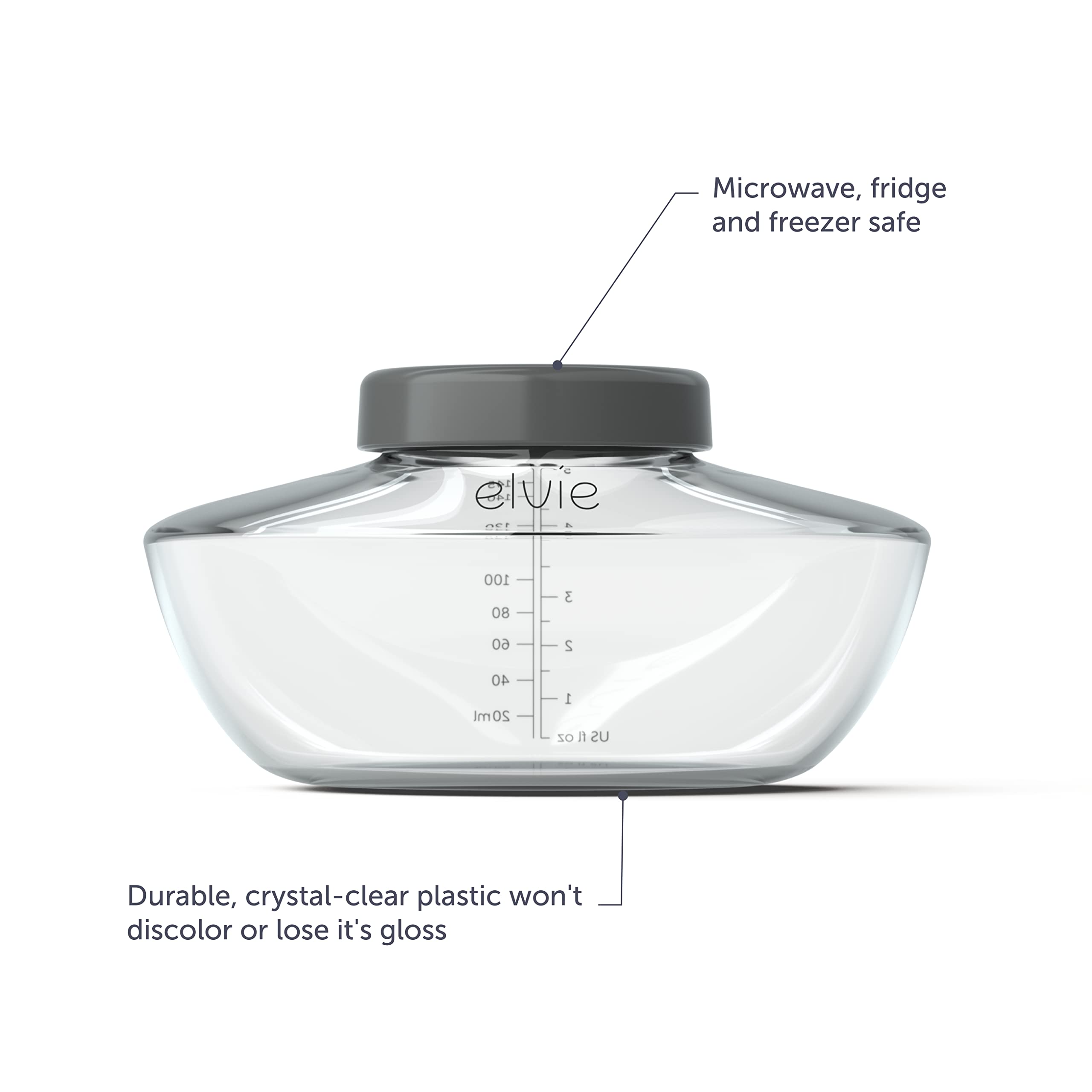 Elvie Pump Breastmilk Storage Bottles 3 Pack | Compatible with Electric Breast Pumps | BPA-Free Baby Bottles for Breastfed Infants | Essential Breastfeeding Accessories | Perfect for Travel, Work & On-the-Go Moms