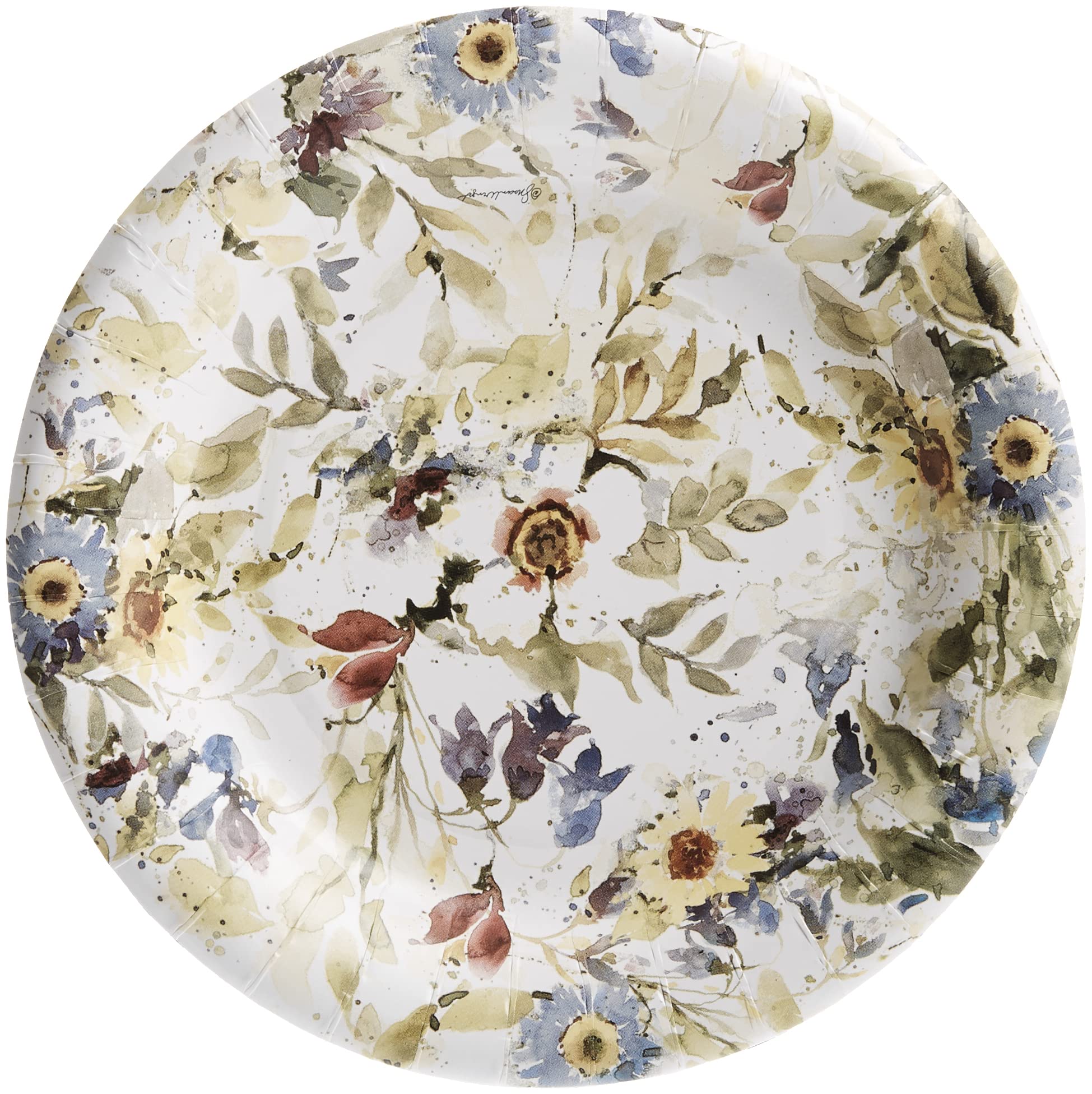Boston International IHR 8-Inch Round Dessert Paper Plates, 8-Pack Floral Design - Perfect for Birthday Parties, Baby Showers & Wedding Receptions