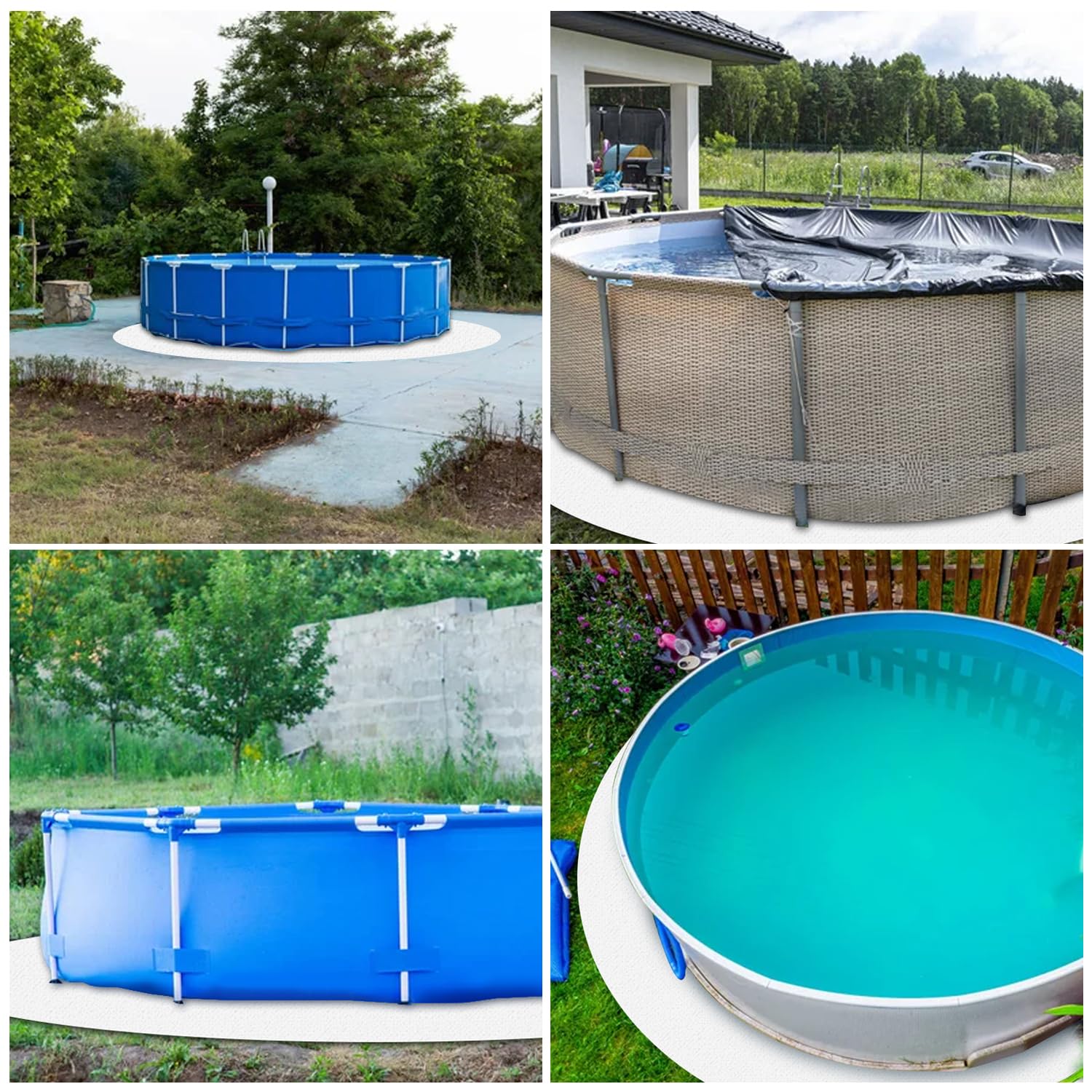 15ft Round Pool Liner Pad for Above Ground Pools - Heavy Duty Geotextile Material - Puncture Resistant Underlay to Protect & Extend Pool Liner Life (White) - Perfect for Backyard, Garden & Summer Swimming Pool Protection