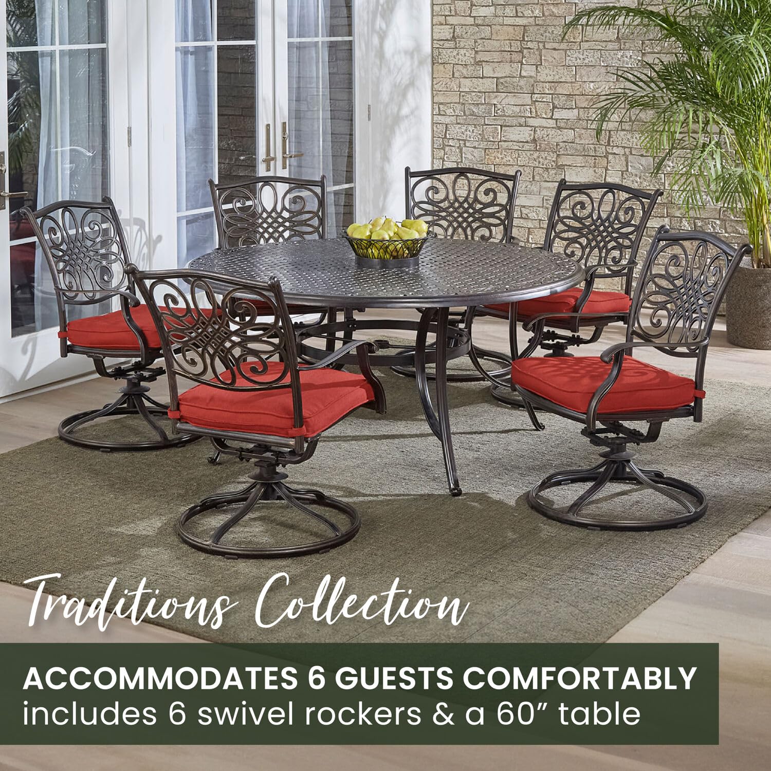 Hanover Traditions 7-Piece Patio Dining Set with 60