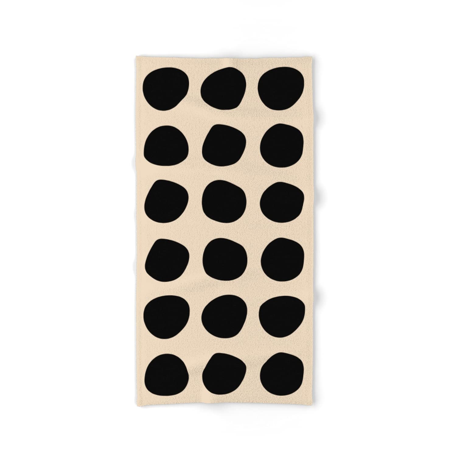 Stylish Irregular Polka Dots Black and Cream Bath Towel by M.Studio - Soft Absorbent Cotton Bath Towel for Spa, Beach & Home Decor