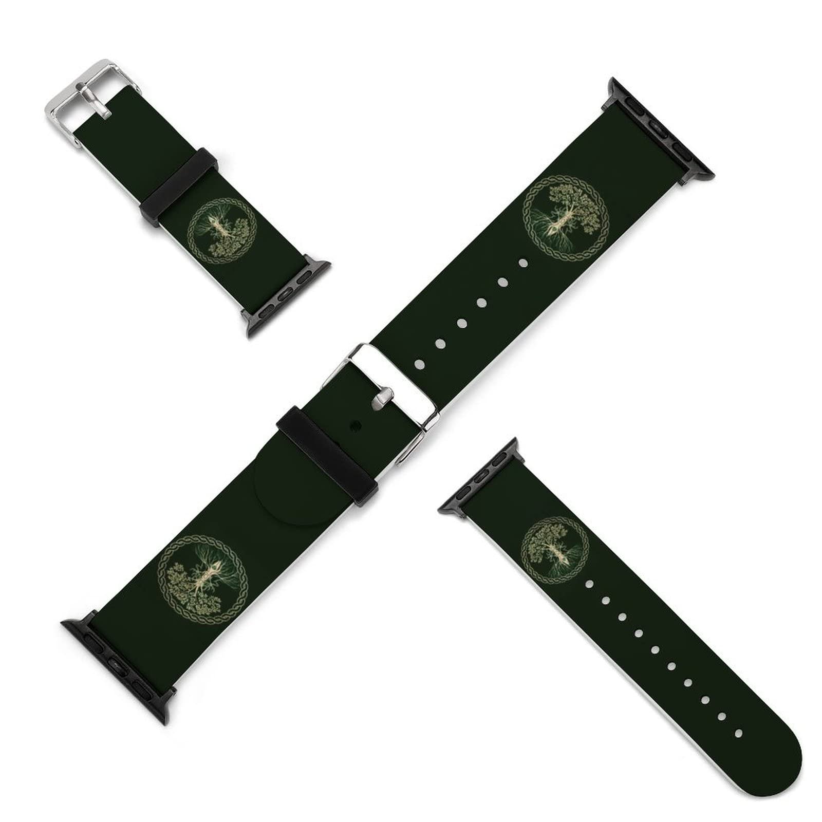 Norse Viking Wiccan Pattern Silicone Apple Watch Band - Compatible with iWatch Series 5/4/3/2/1 & SE - Adjustable Wrist Strap for Women & Men - Perfect for Outdoor Adventures, Workouts & Nordic Style Fashion