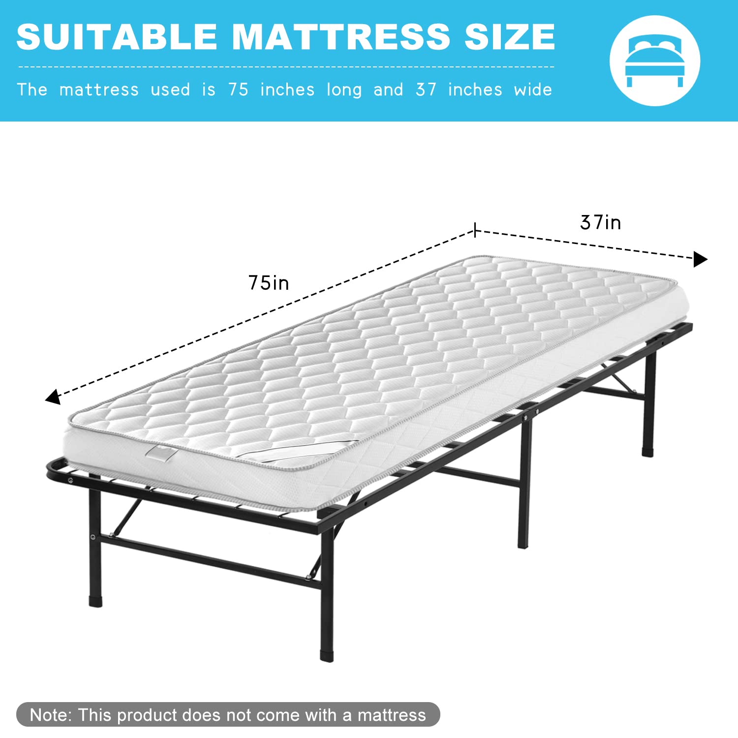 14 Inch Heavy Duty Metal Twin Bed Frame with Steel Slats - No Box Spring Needed, Easy Assembly, Noise-Free, Underbed Storage - Perfect for Kids Rooms, Guest Beds & Small Spaces
