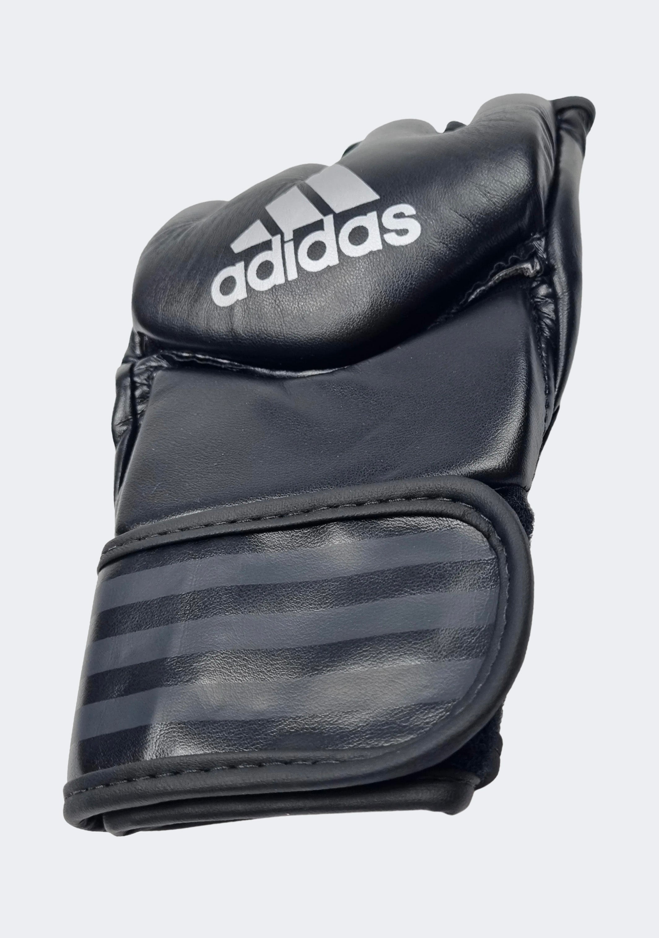 Adidas Combat Sports Gloves for Boxing & MMA Training - Black/Silver - Premium Leather Hand Protection for Sparring, Bag Work & Fitness Training