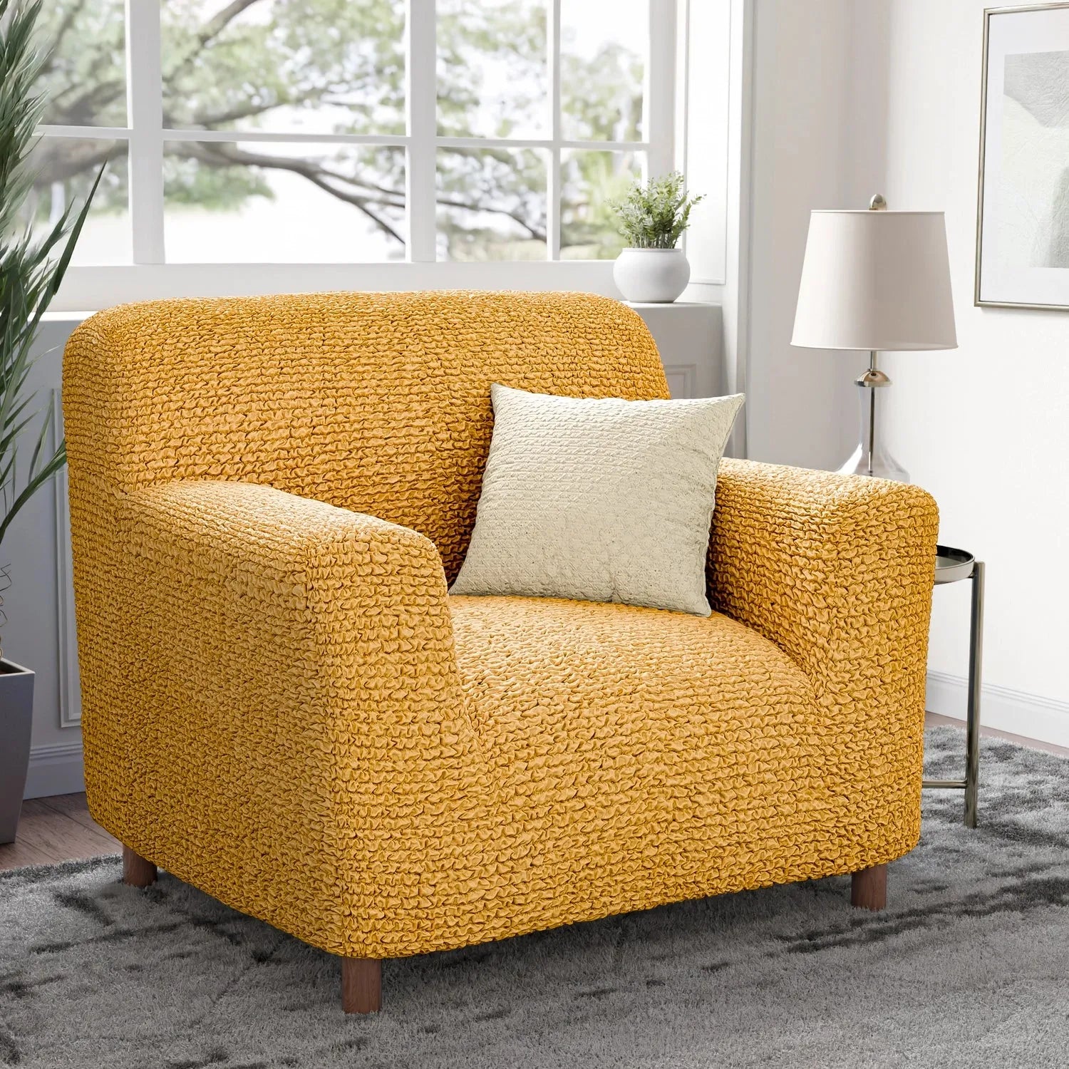 Microfiber Armchair Slipcover - Stretchable Furniture Protector for Living Room, Bedroom & Office - Easy Washable Sofa Cover for Pets & Kids