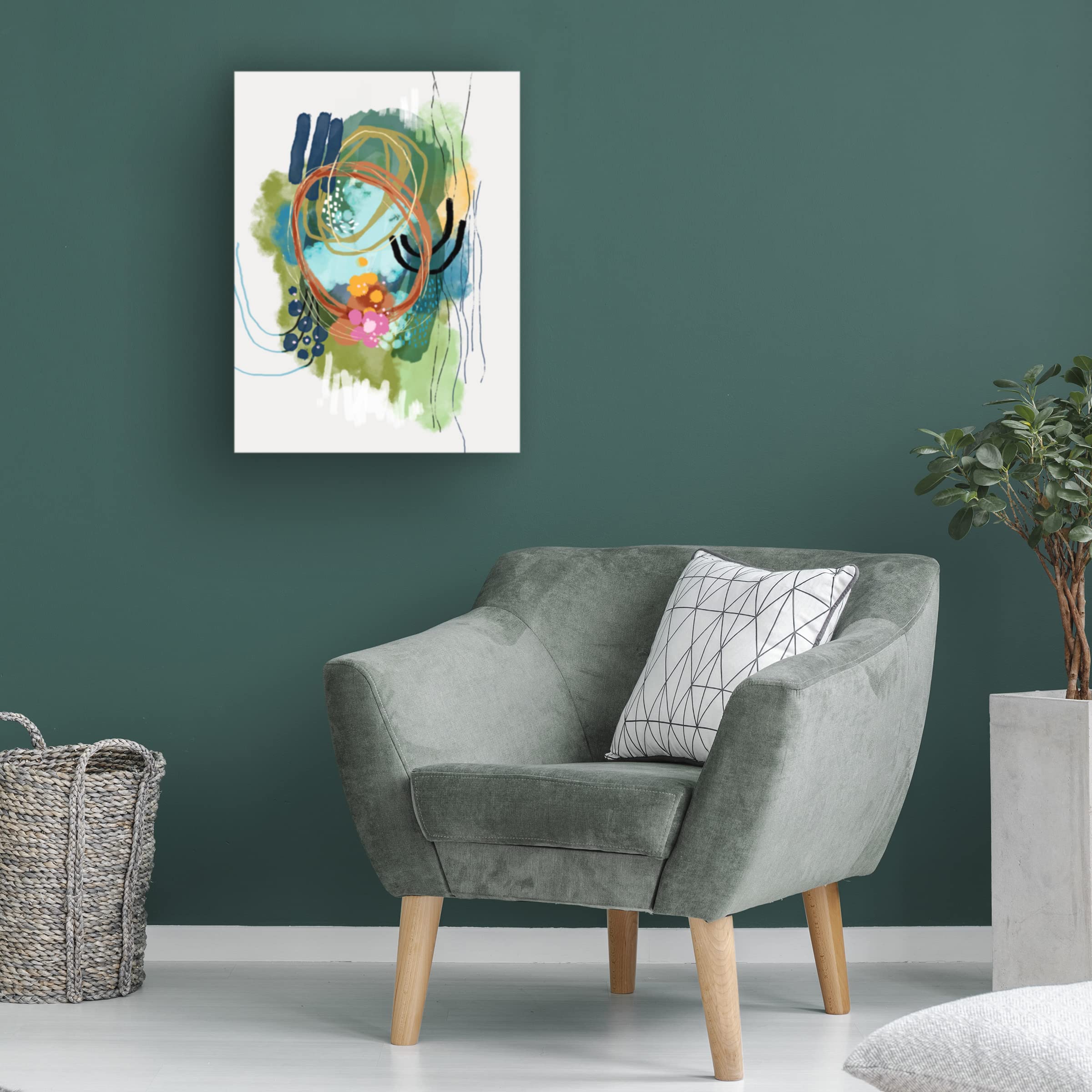 Trademark Fine Art 'Lilies On The Lake' Canvas Wall Art Print by Ishita Banerjee - Handmade Floral Painting for Living Room, Bedroom & Office Decor